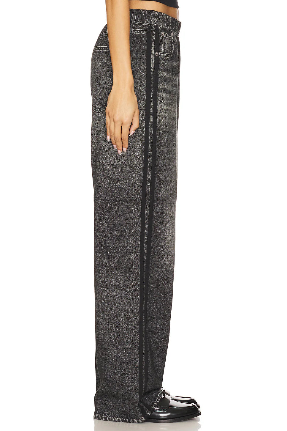 Rag & Bone Miramar Wide Leg Track Pant in Washed Black