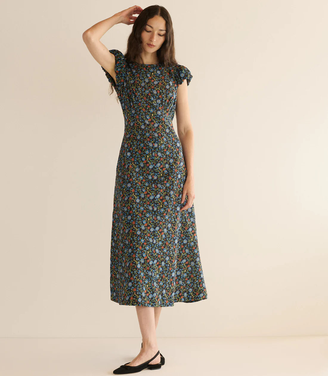 DÔEN Rhodia Dress in Noir Prairie De Montagne