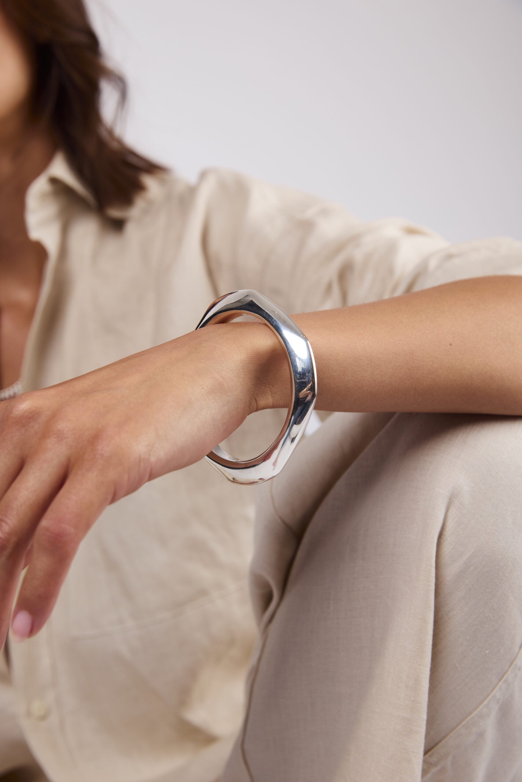 TS Silver Plated Retro Bangle