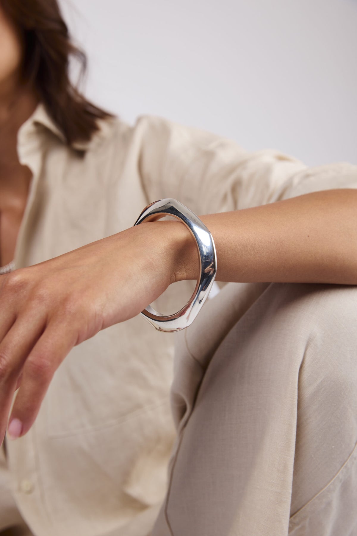TS Silver Plated Retro Bangle