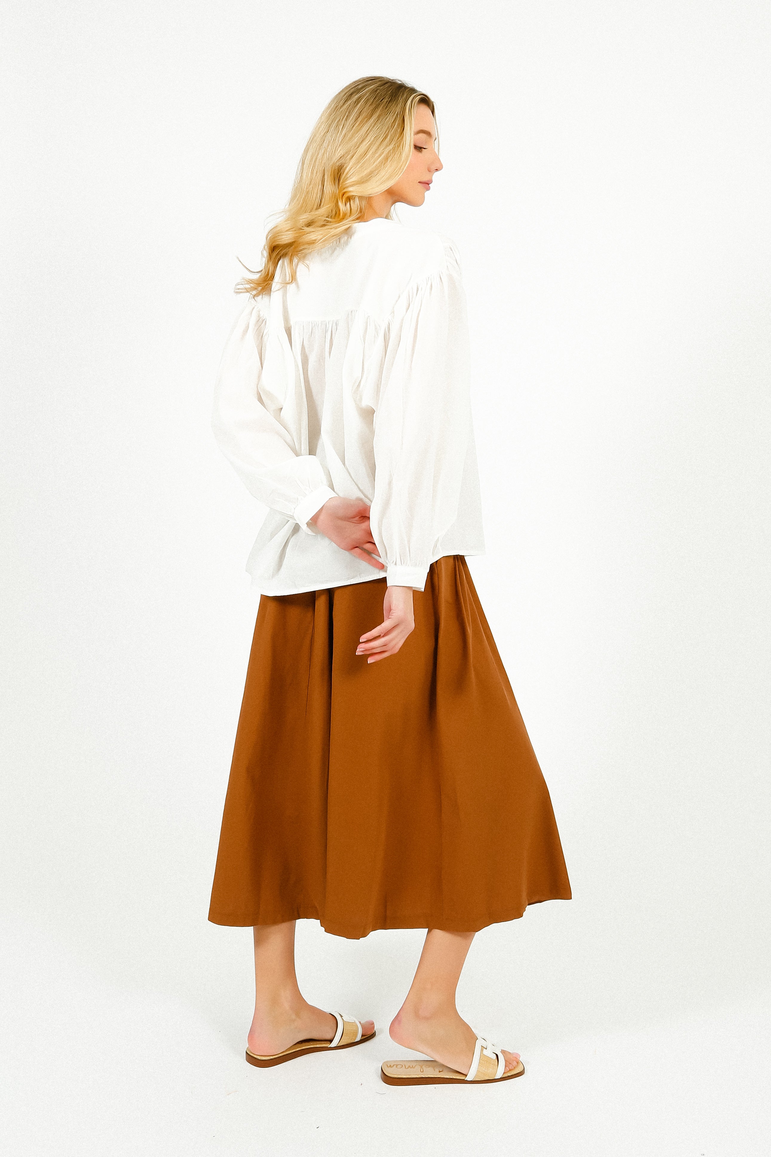 TINSELS Alex Paper Cotton Skirt in Ginger