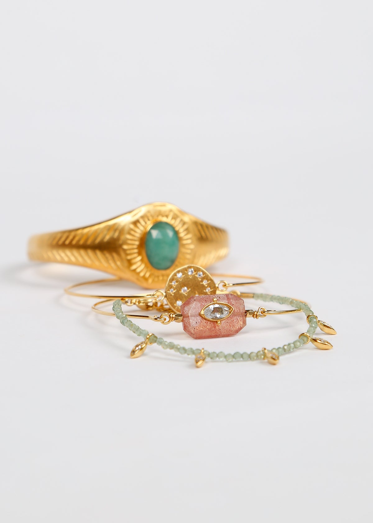 HANKA Inside Jonc Bangle in Strawberry Rose Quartz
