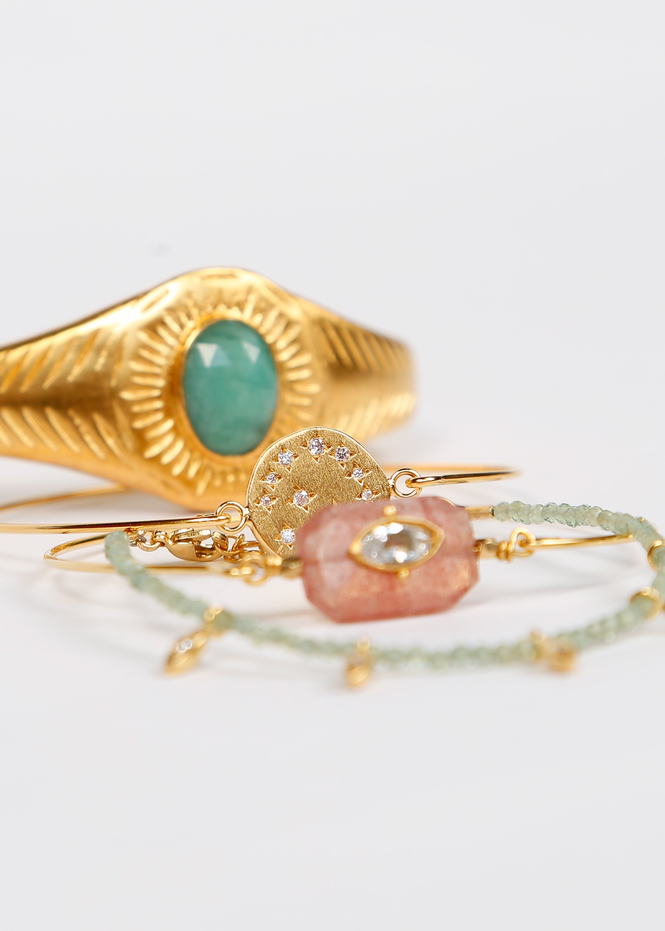 HANKA Inside Jonc Bangle in Strawberry Rose Quartz