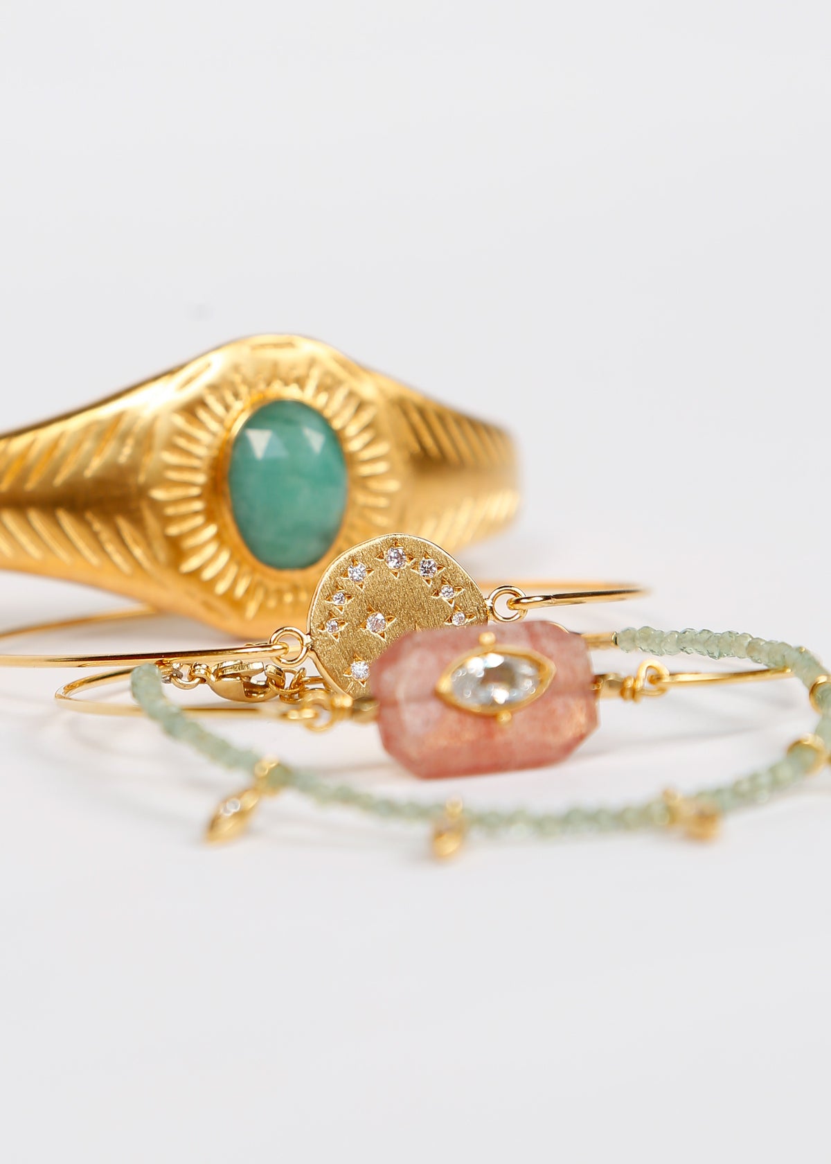 HANKA Inside Jonc Bangle in Strawberry Rose Quartz