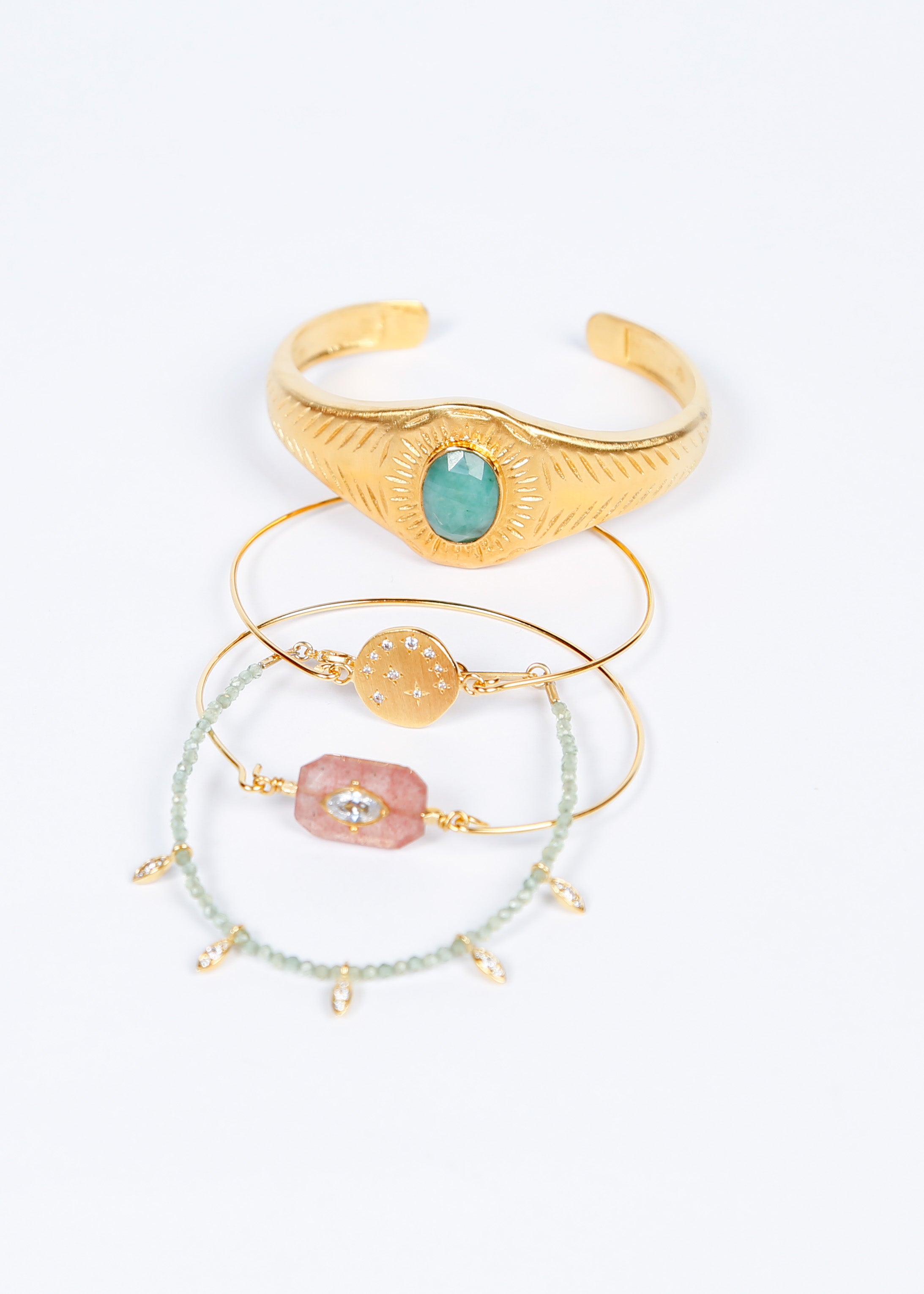 HANKA Inside Jonc Bangle in Strawberry Rose Quartz