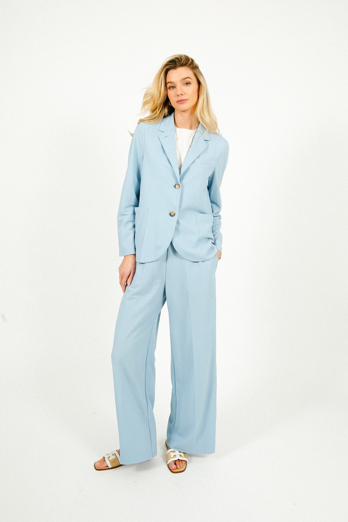 HW Stand Up Collar Blazer in Light Blue