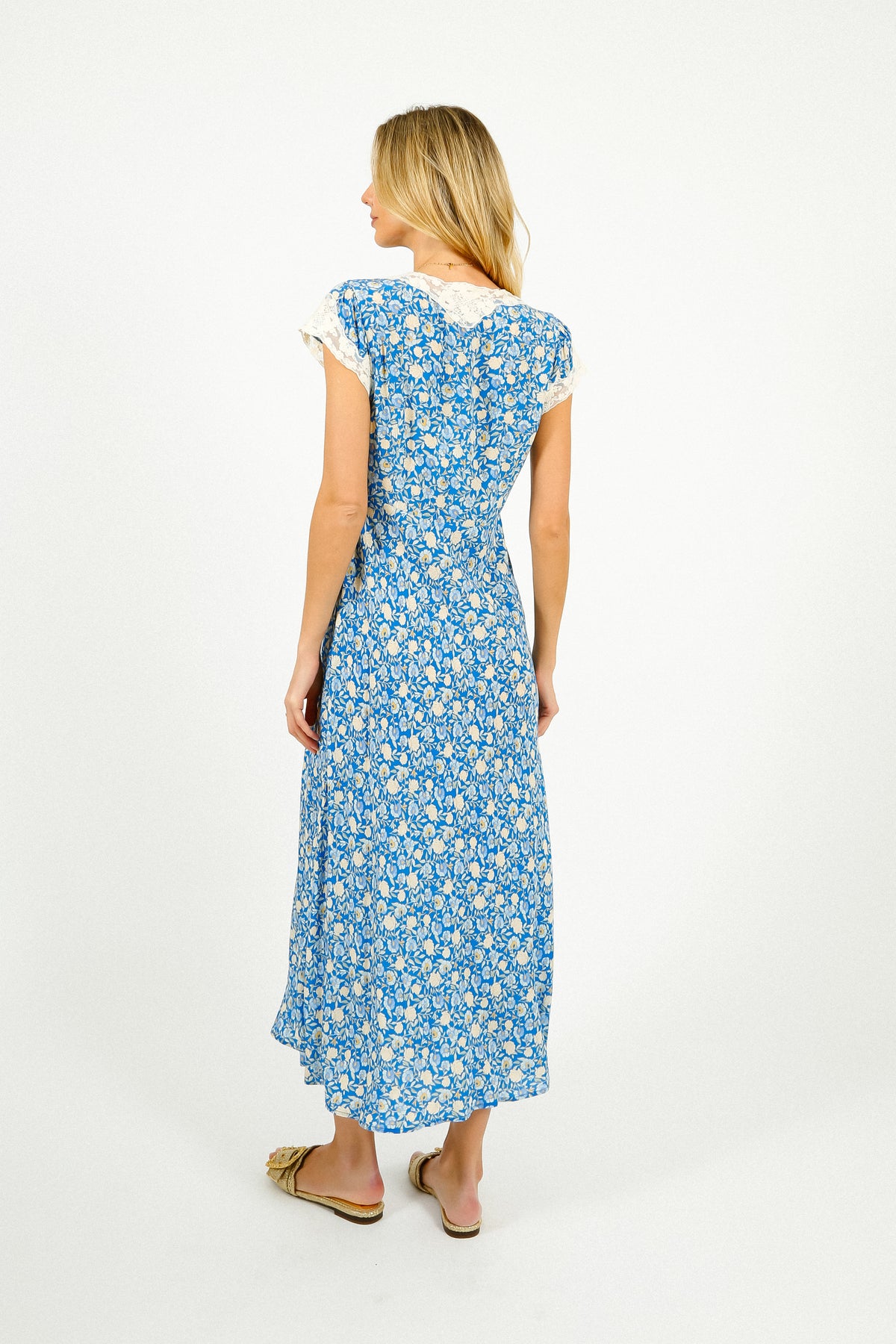 RIXO Amari Dress in Shell Pansy Indigo