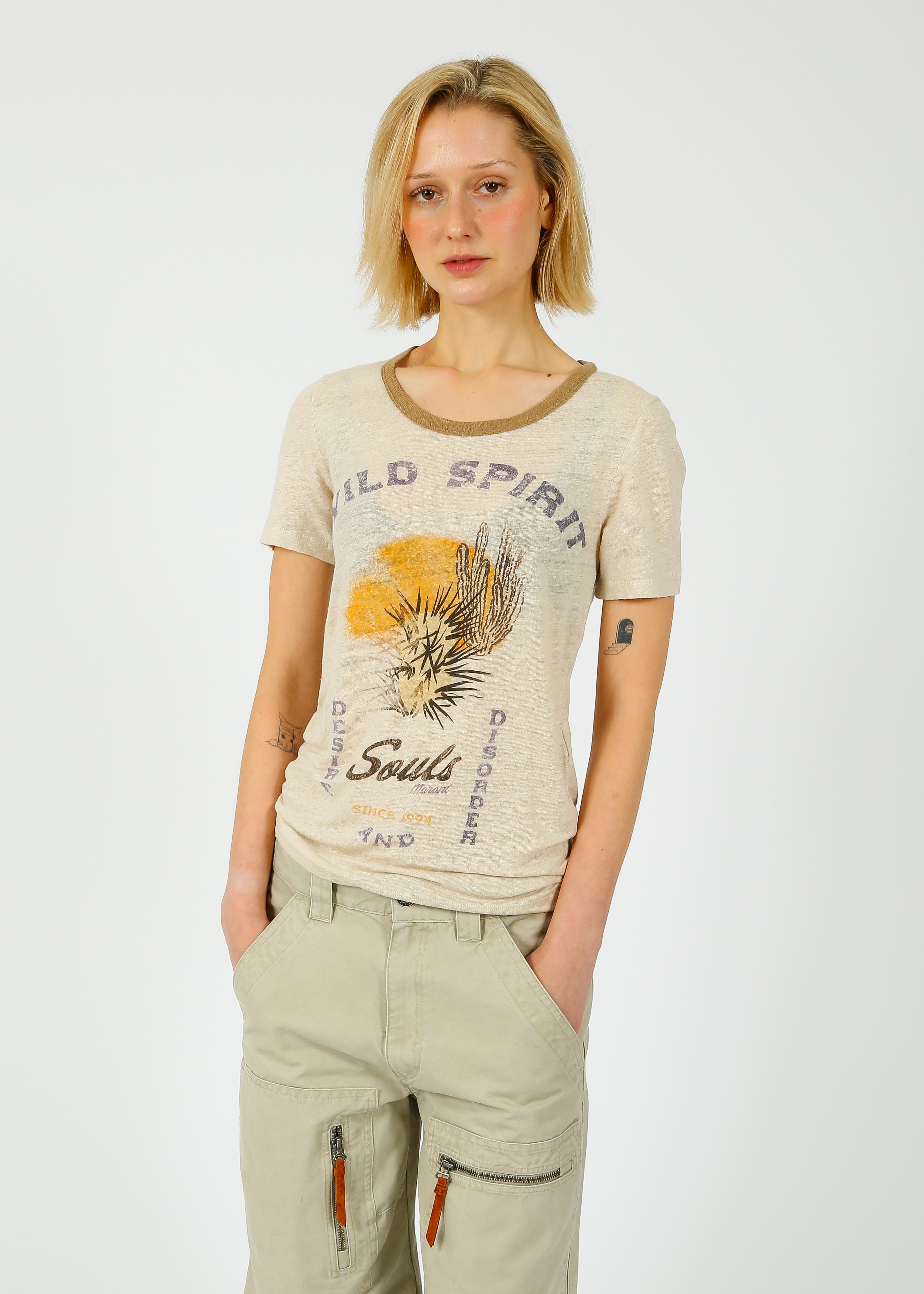 Marant Etoile Kiliann Tee in Ecru, Sand