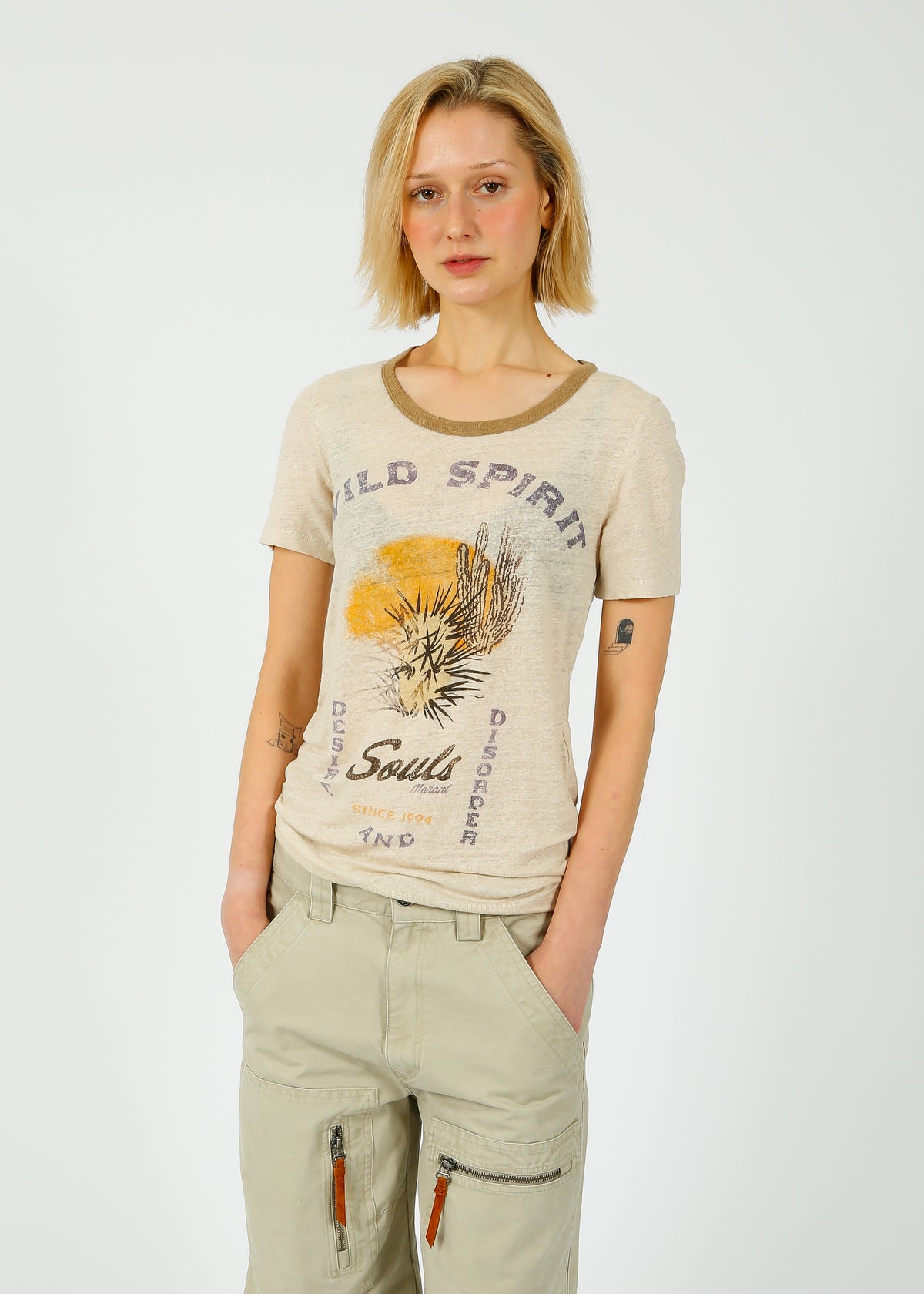 Marant Etoile Kiliann Tee in Ecru, Sand