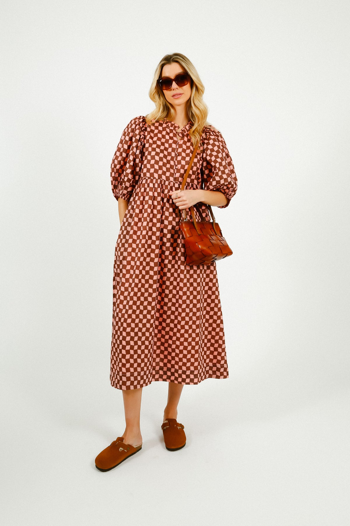 BONTE Briony Dress in Brown, Pink