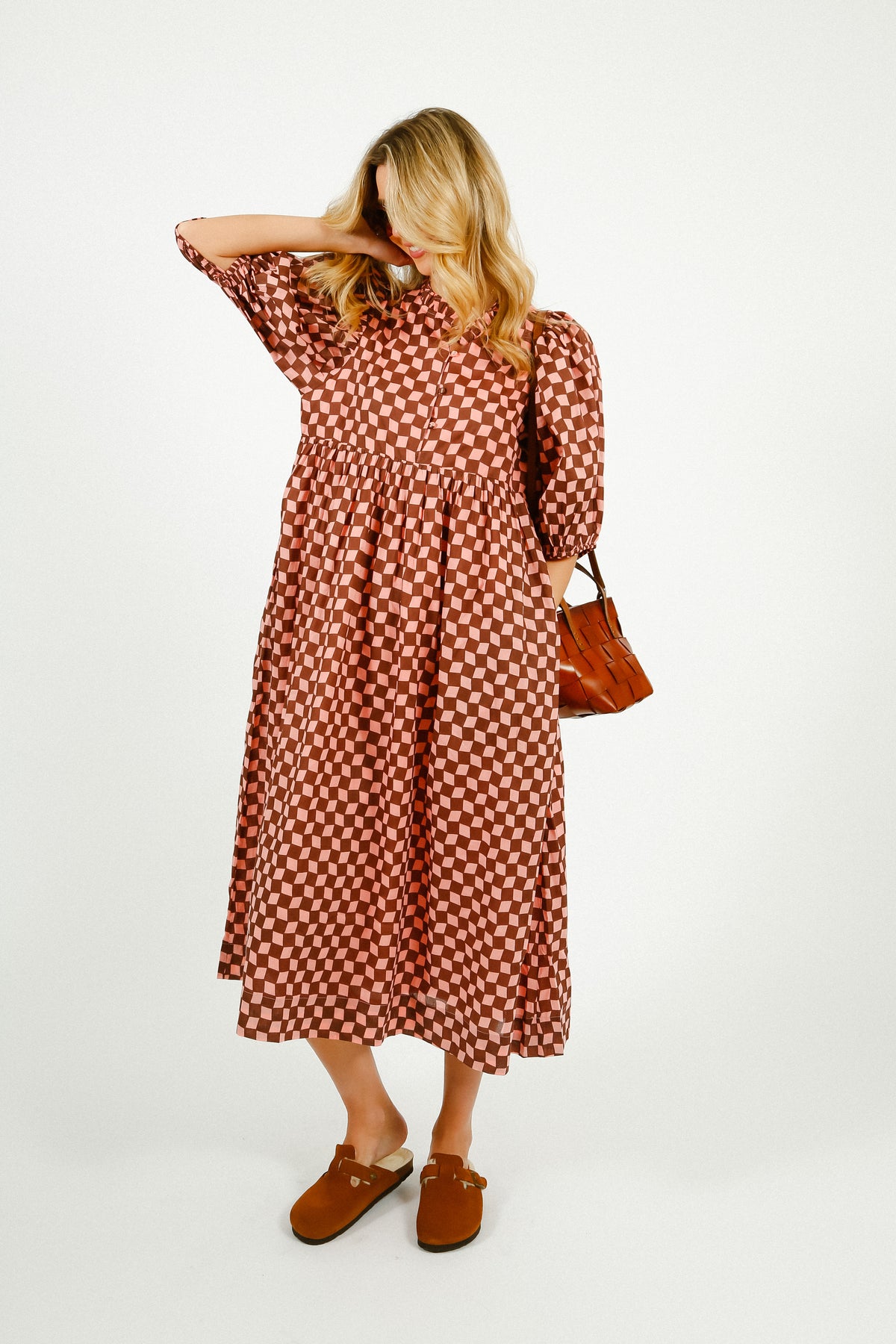 BONTE Briony Dress in Brown, Pink