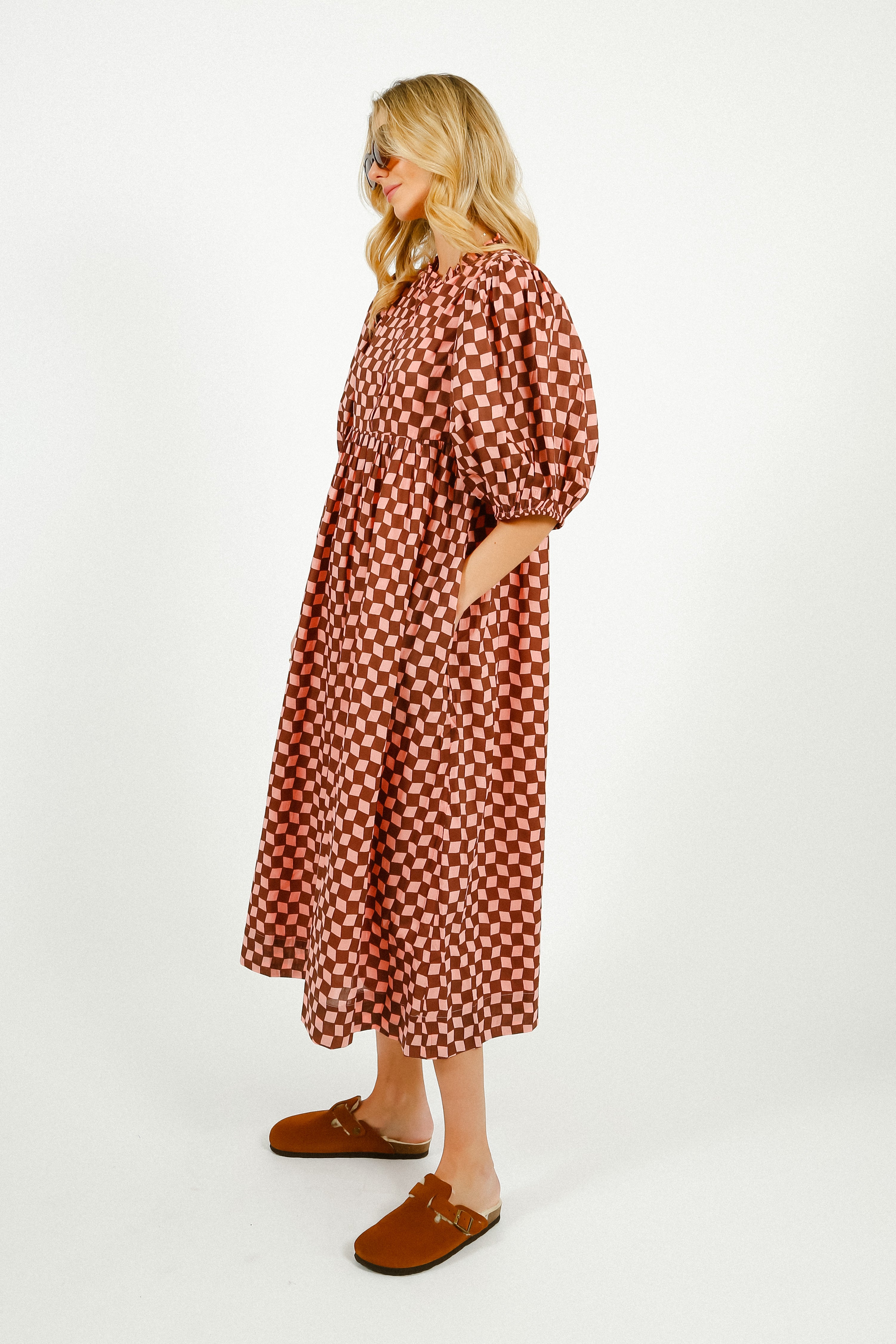 BONTE Briony Dress in Brown, Pink