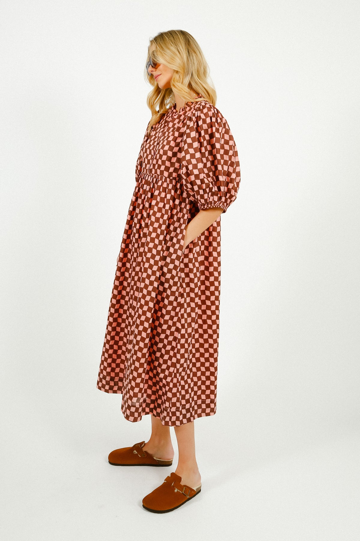 BONTE Briony Dress in Brown, Pink