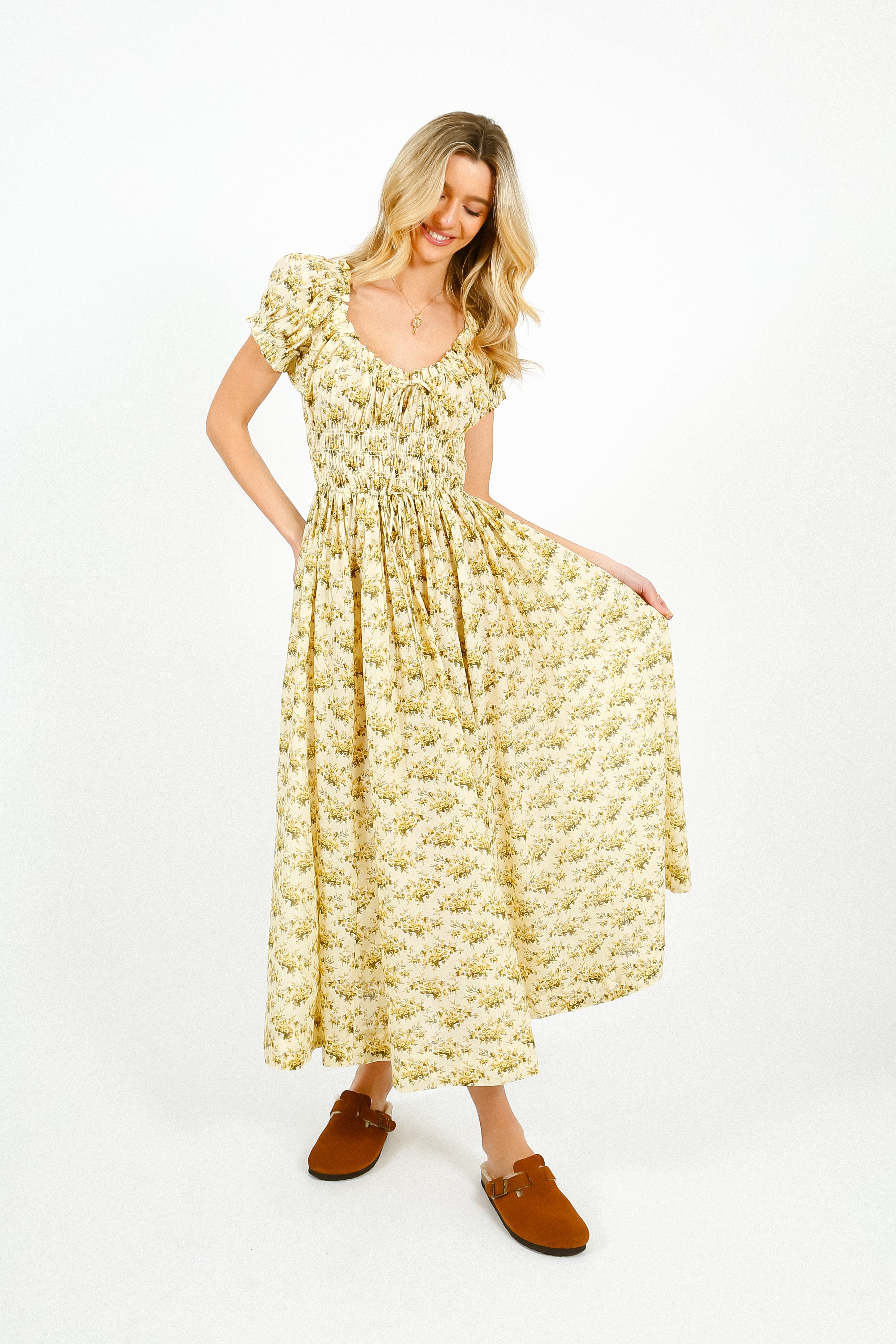 DOEN Ashlynn Dress in Citron Rosier Floral