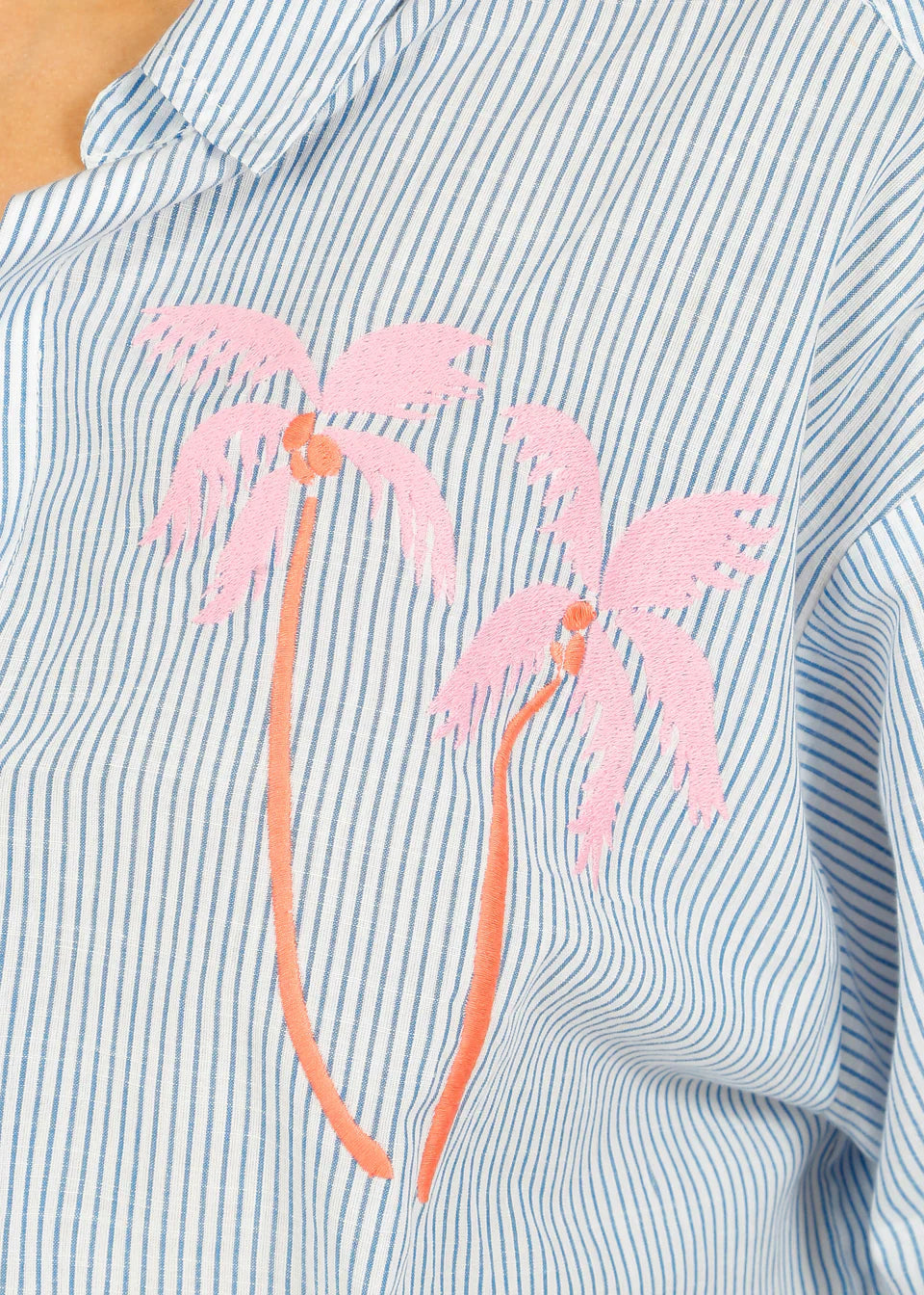PP Mabel Shirt in Palm Emb Blue Shirt