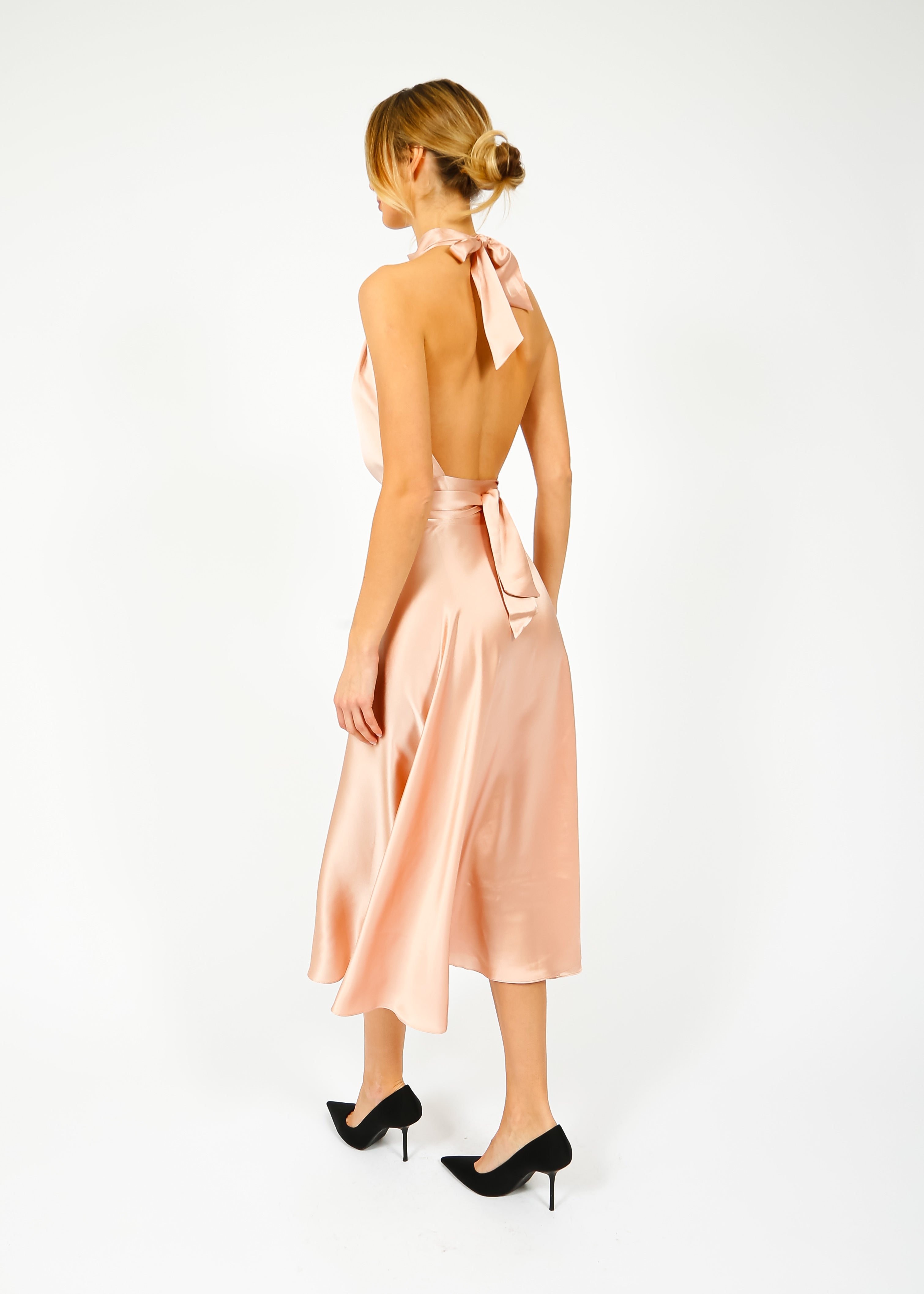 HARMUR Midi Wrap Dress in Rose Beige