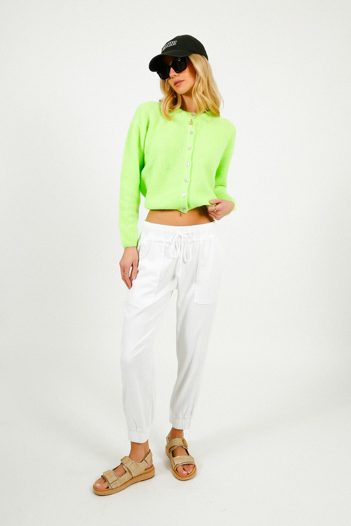 American Vintage Vitow Knit Cardi in Apple Fluro