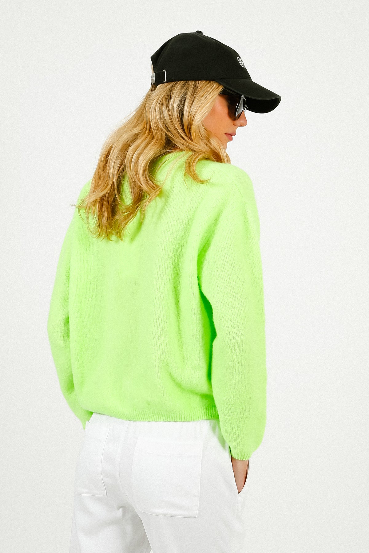 American Vintage Vitow Knit Cardi in Apple Fluro