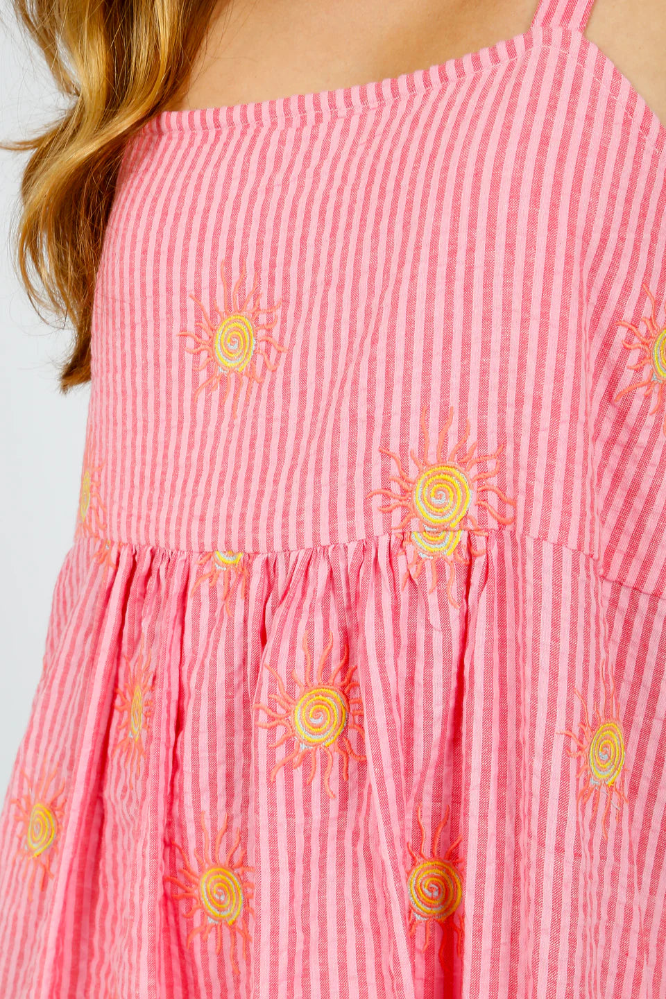 Primrose Park Robin Dress in Wavy Sun Embroided Pink