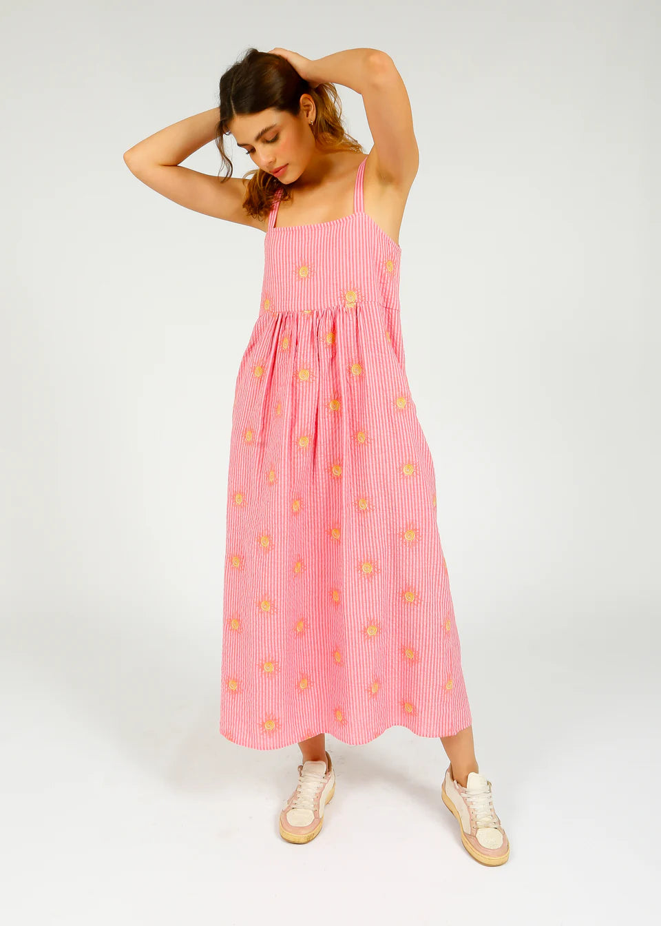 Primrose Park Robin Dress in Wavy Sun Embroided Pink