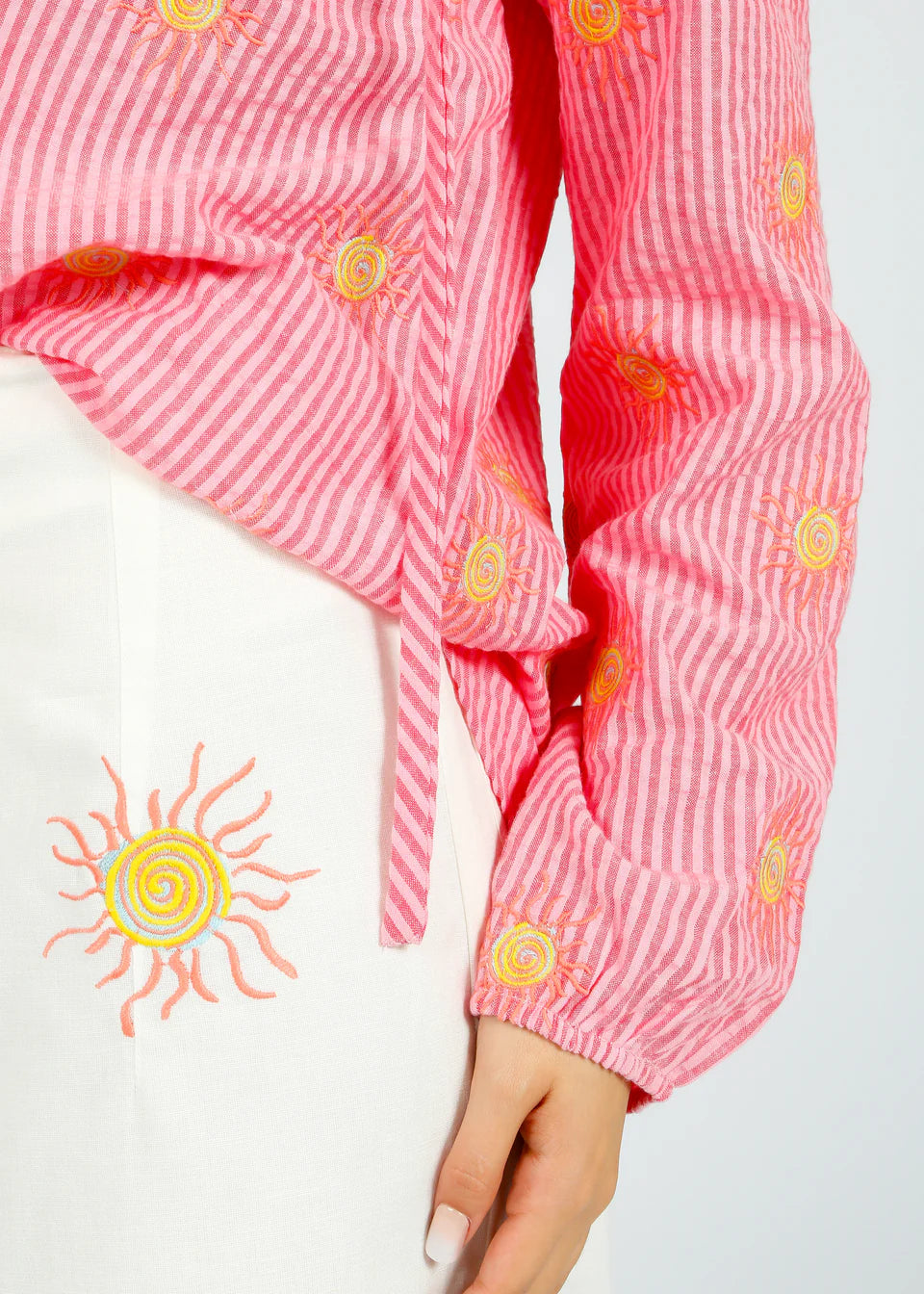 Primrose Park Fleur Top in Wavy Sun Emb Pink