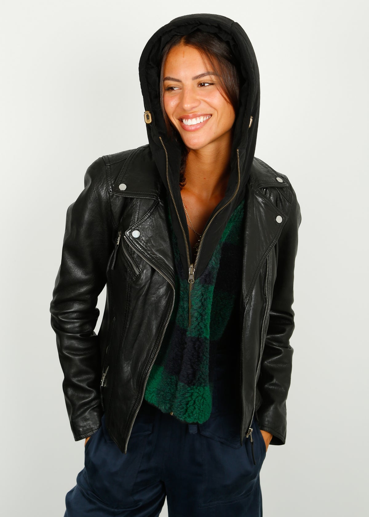 OW Clips Leather Jacket in Black