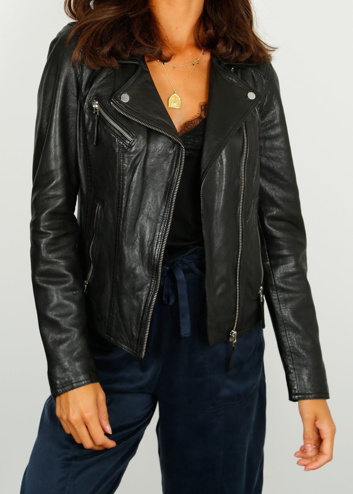 OW Clips Leather Jacket in Black