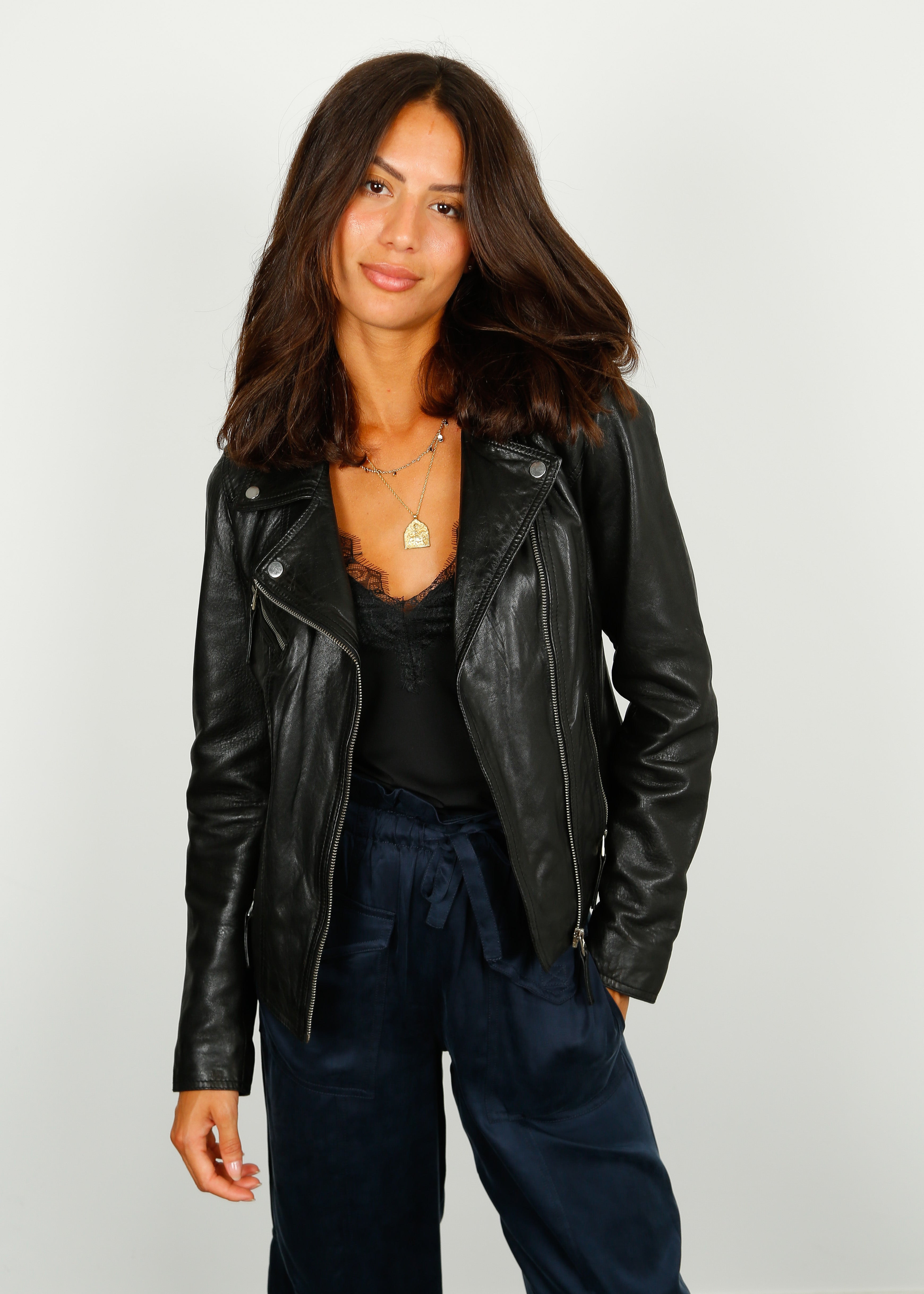 OW Clips Leather Jacket in Black