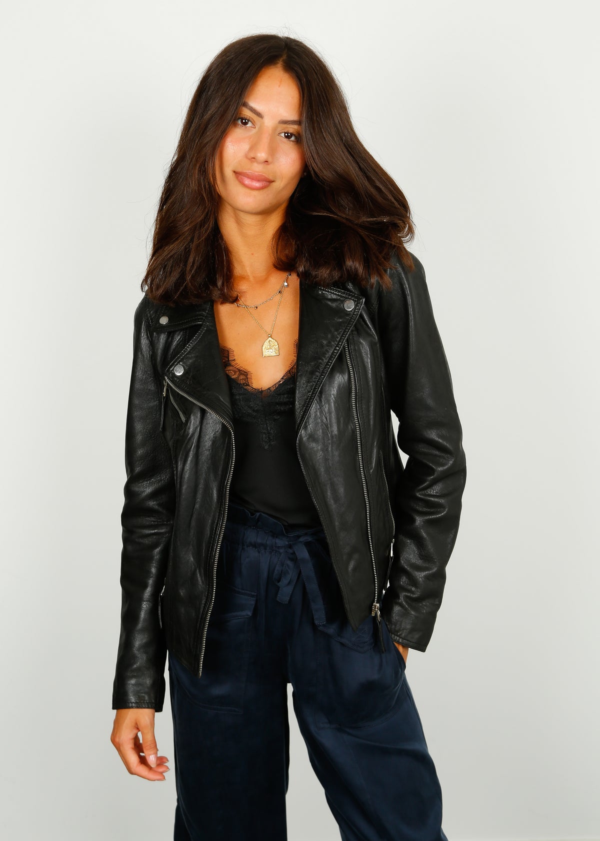 OW Clips Leather Jacket in Black