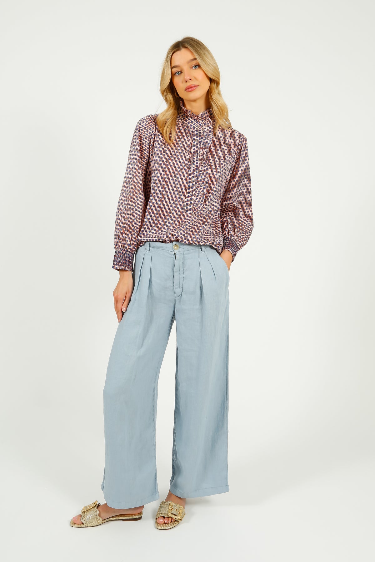 MAISON H Marisa Linen Pant in Sky
