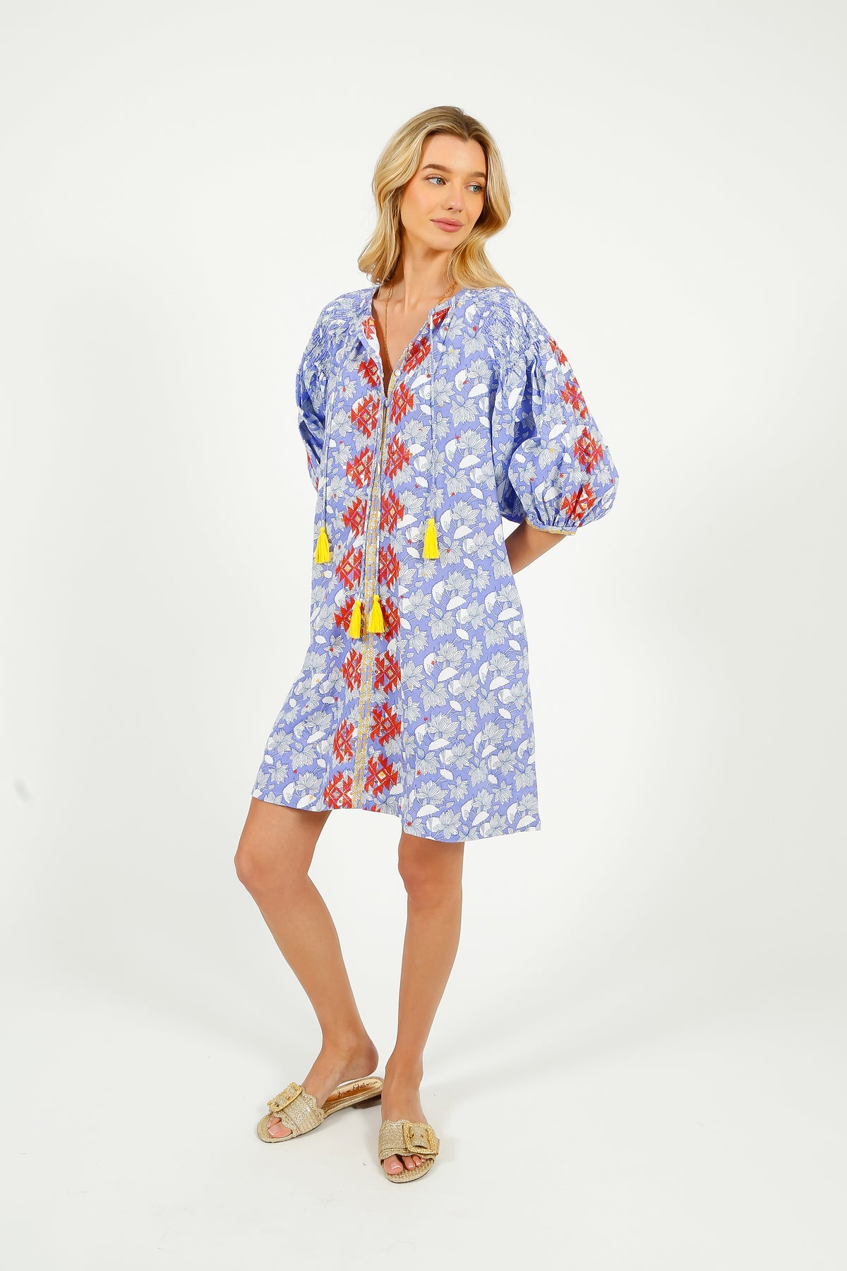 PDS 328 Lila Print Dress in Orange Emb