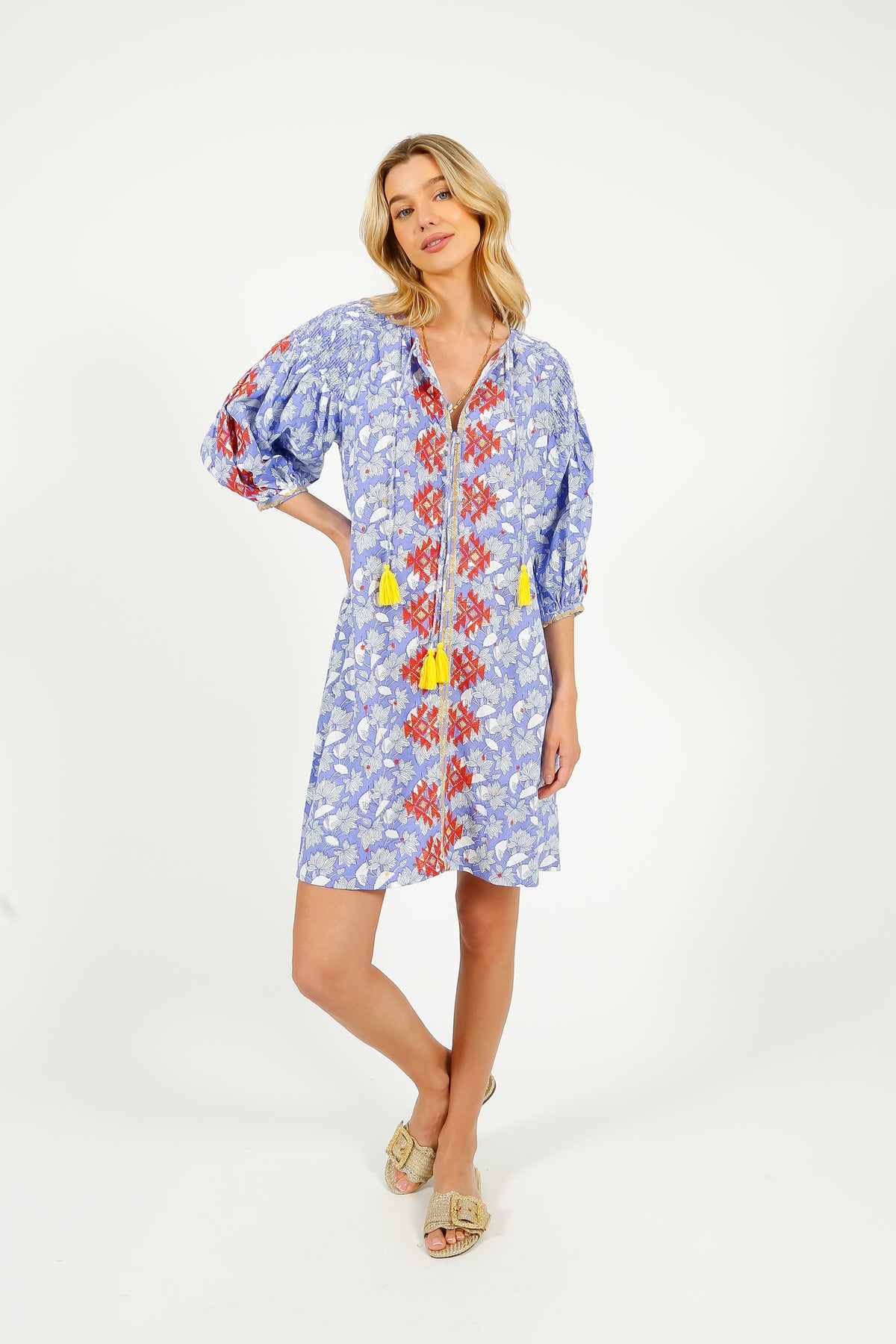 PDS 328 Lila Print Dress in Orange Emb