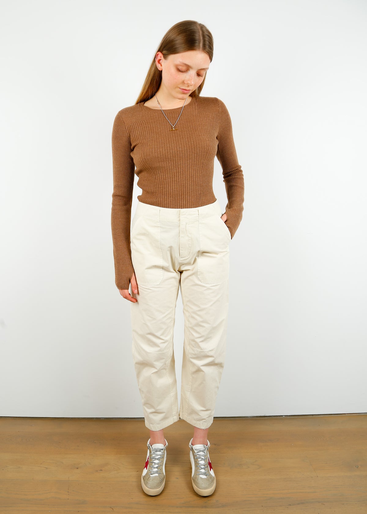 R&B Leyton Workwear Pant in Ivory
