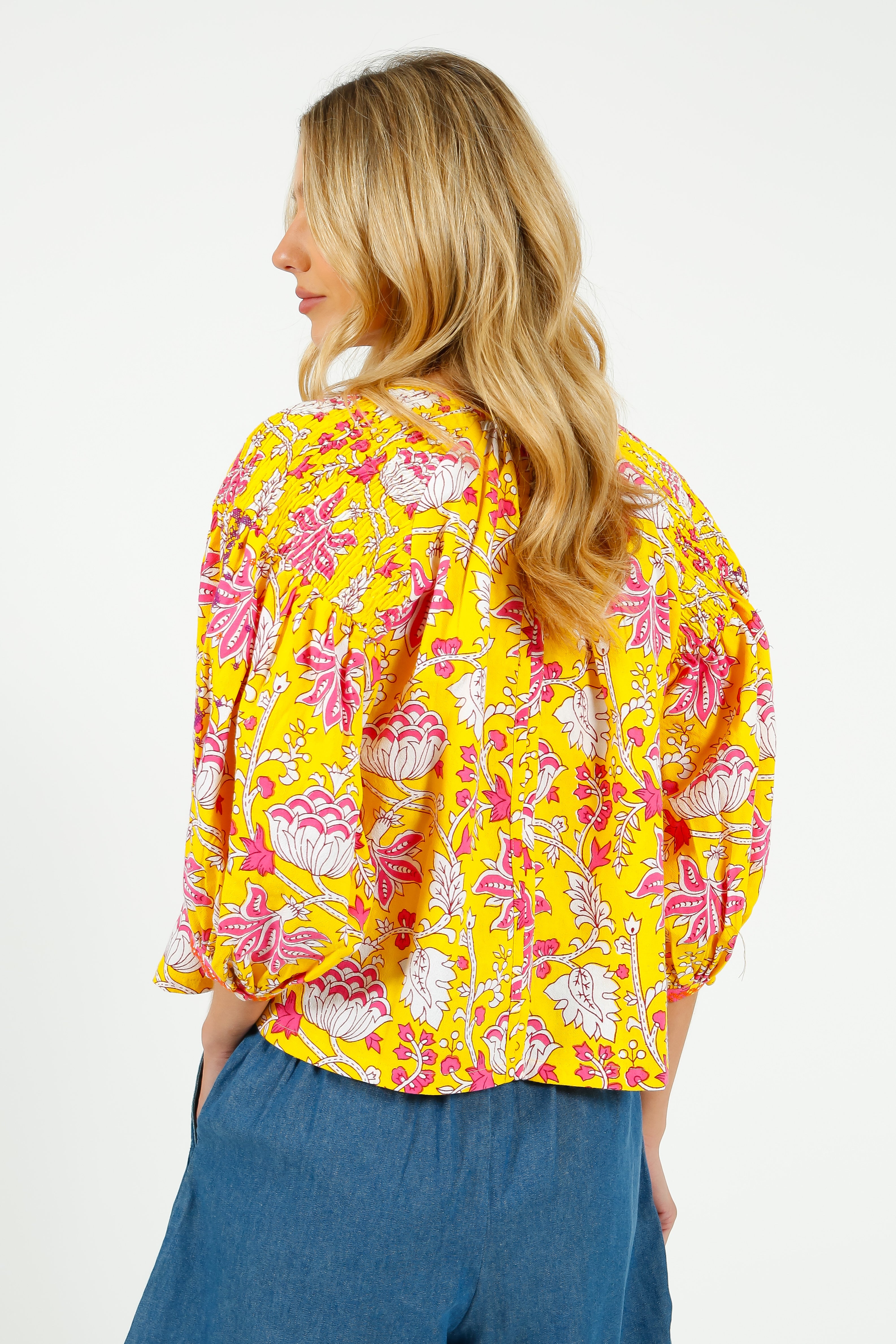 PDS 333 Embroidered Blouse in Yellow