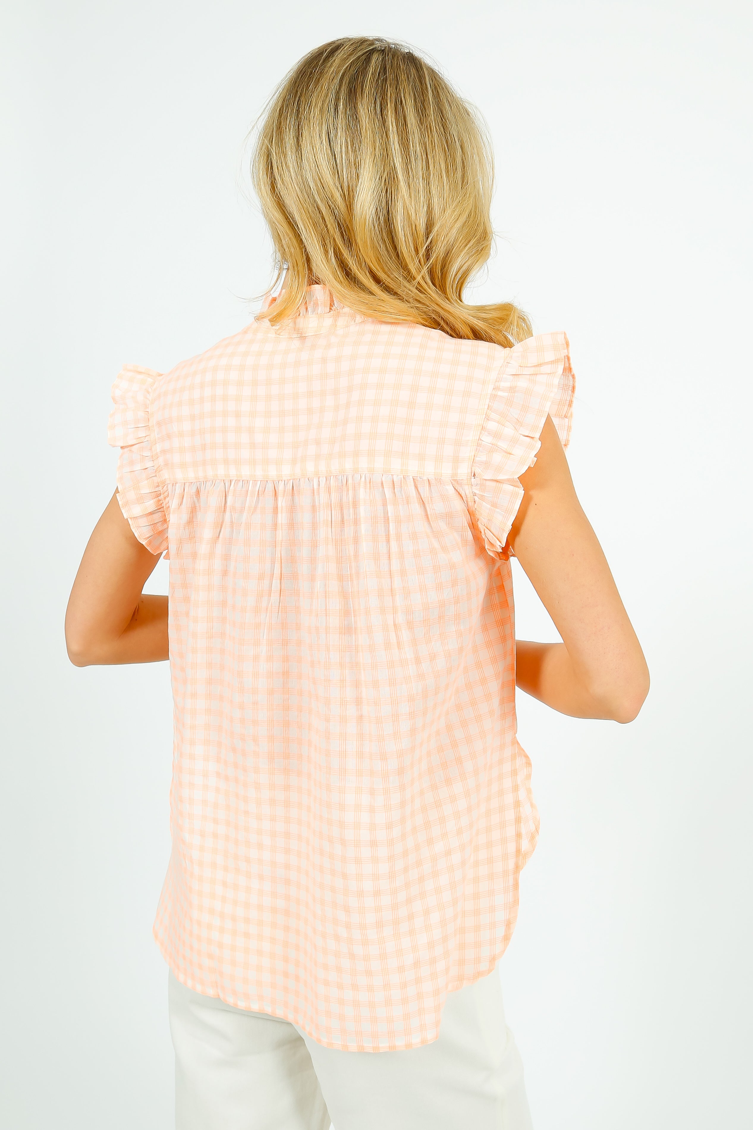 BR Coyote Checked Blouse in Orange