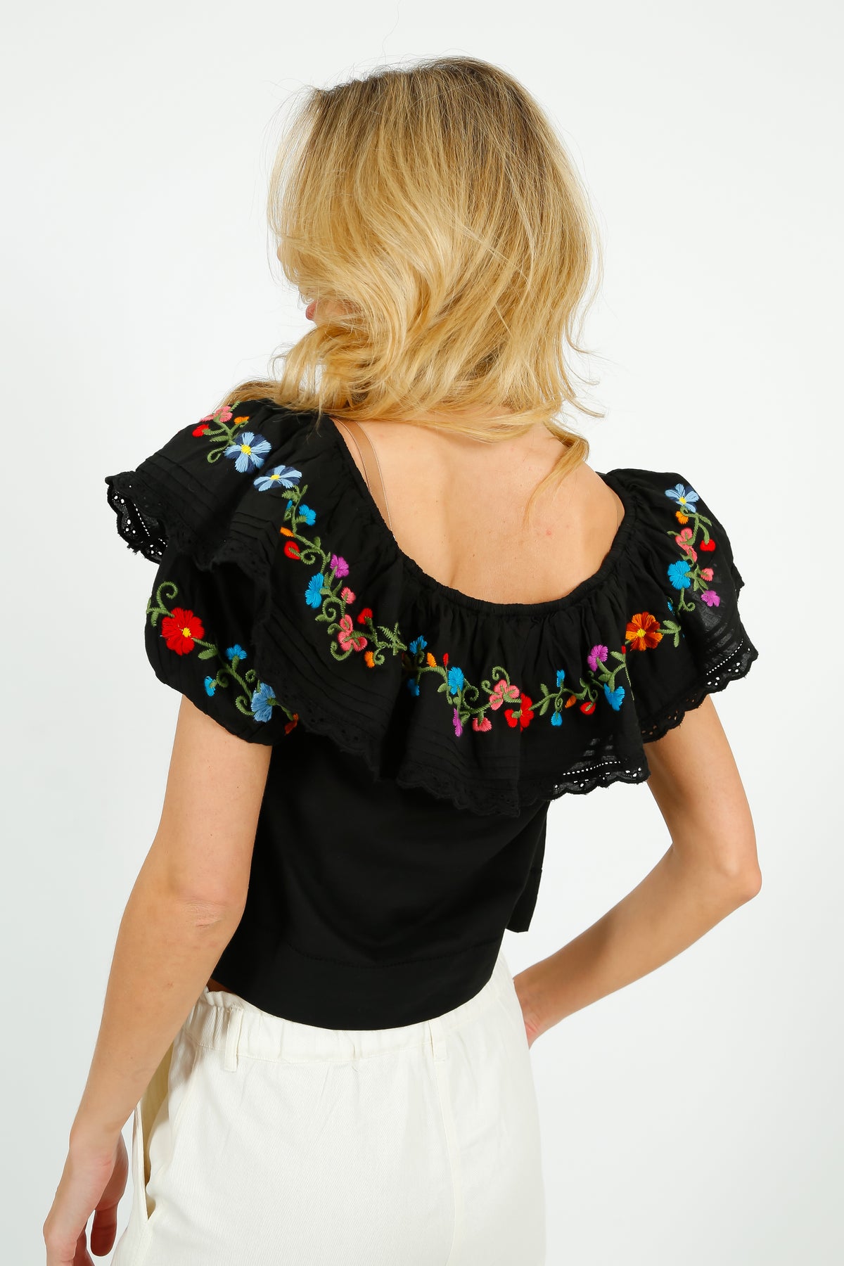 RIXO Lisette Top in Ombre Floral Black