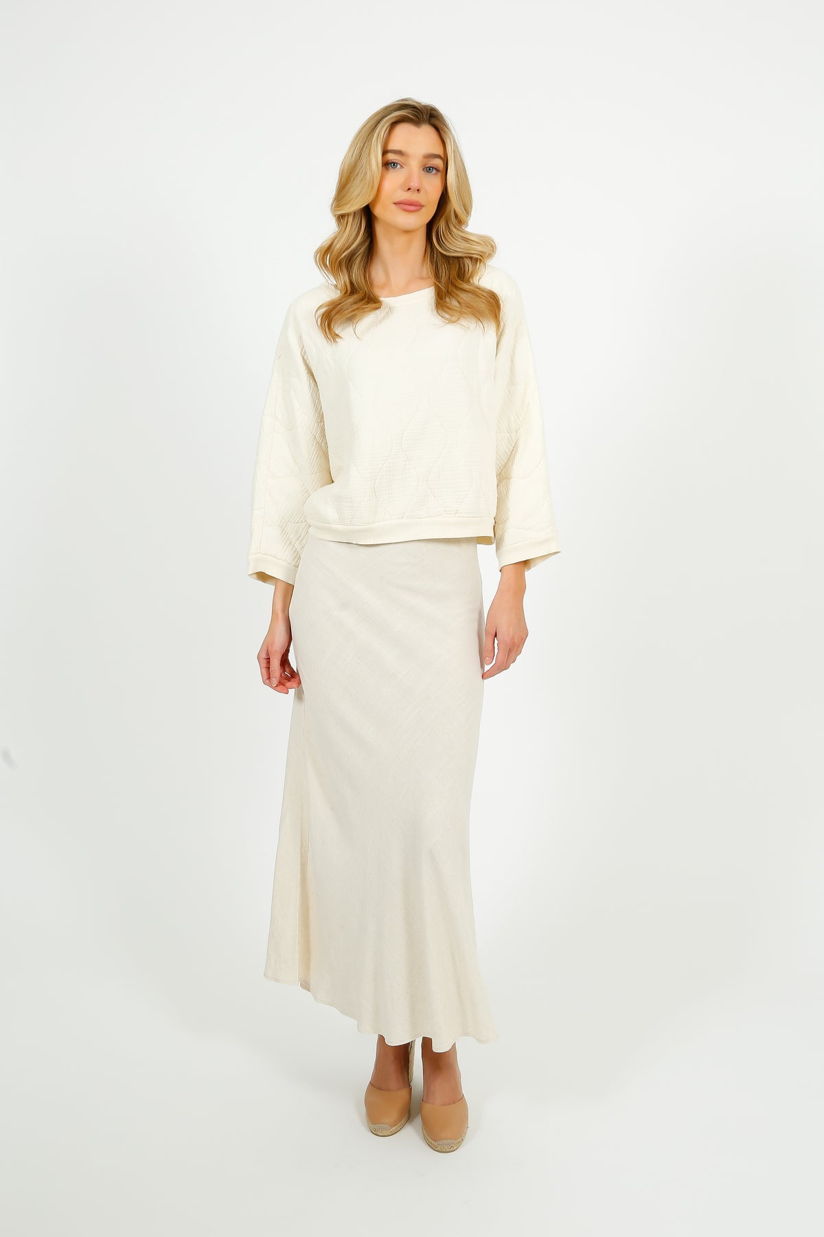 SLF Viva Lena Linen Mix Skirt in Sandshell