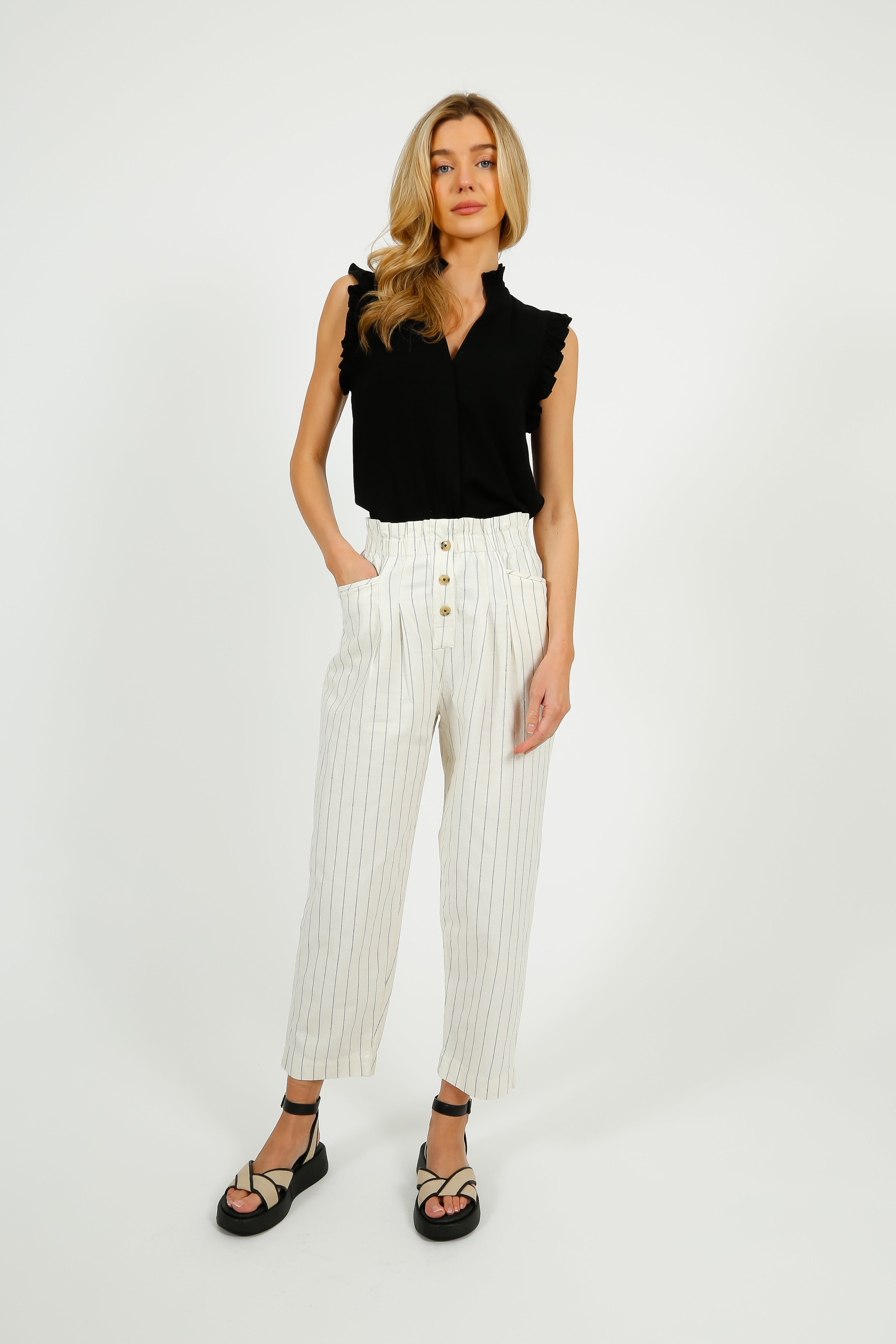 BR Lilo Pants in Stripe Ecru