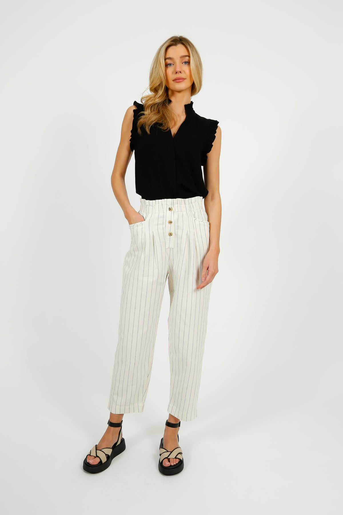 BR Lilo Pants in Stripe Ecru