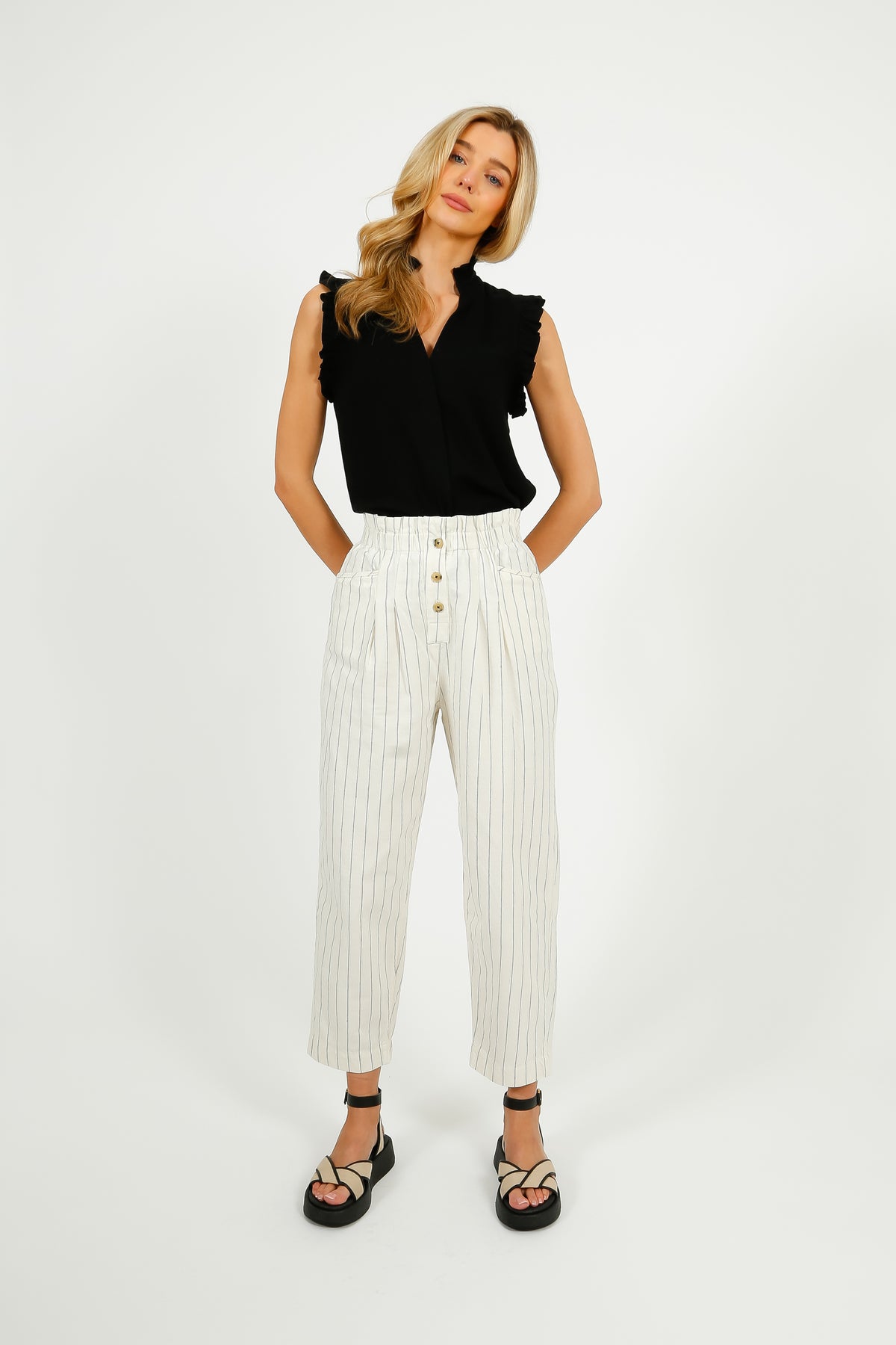BR Lilo Pants in Stripe Ecru