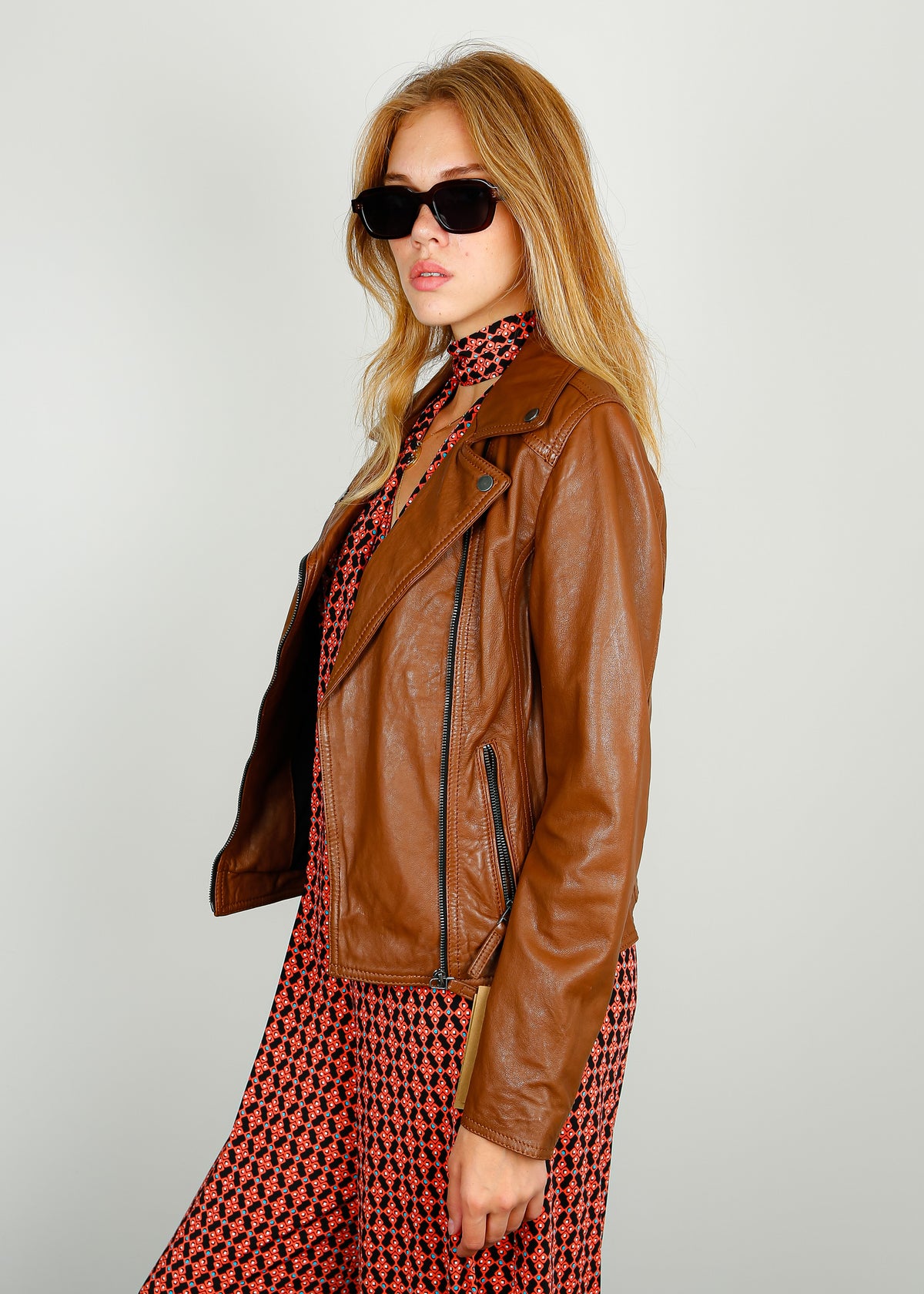 OW Clips Leather Jacket in Whisky