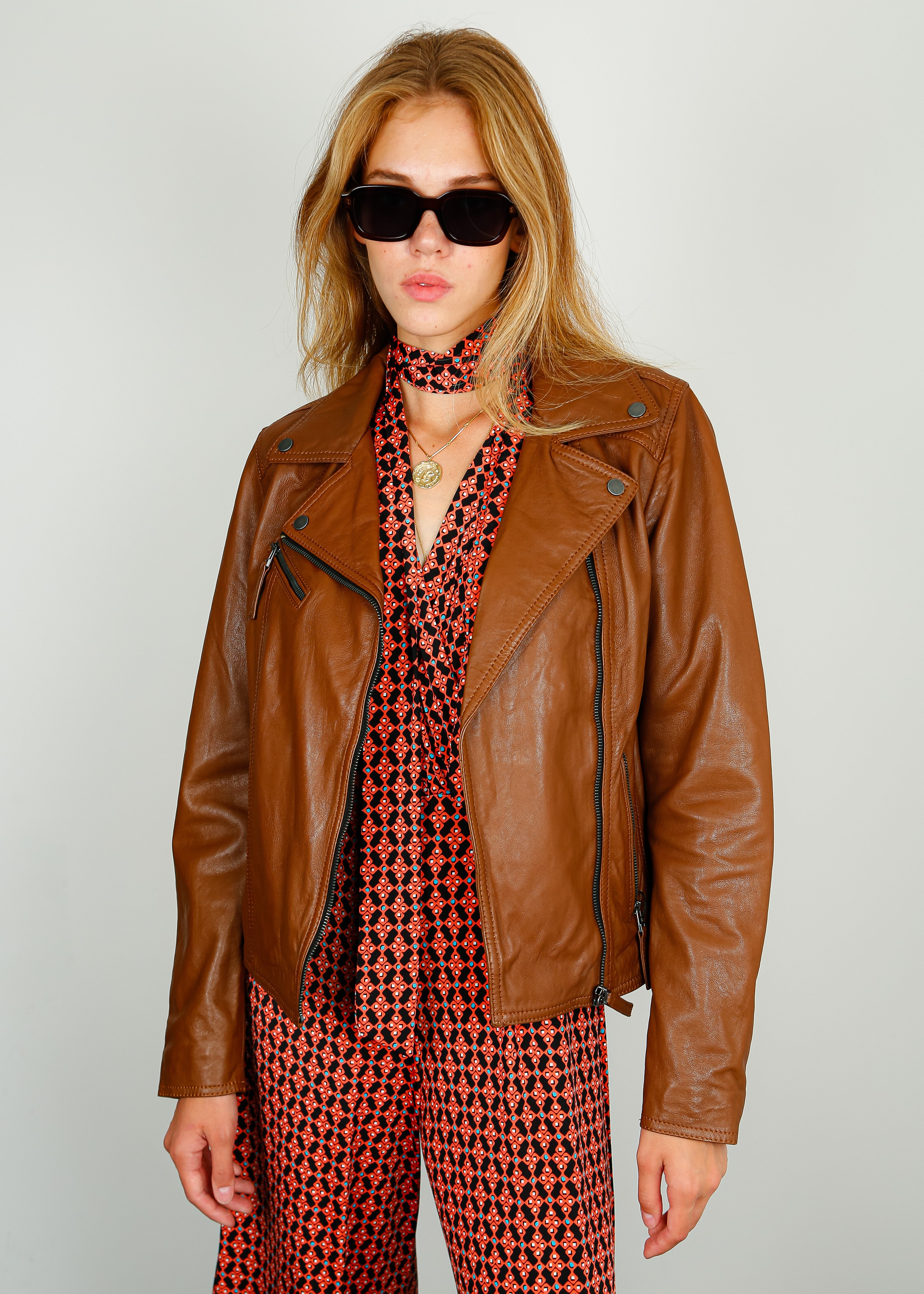 OW Clips Leather Jacket in Whisky