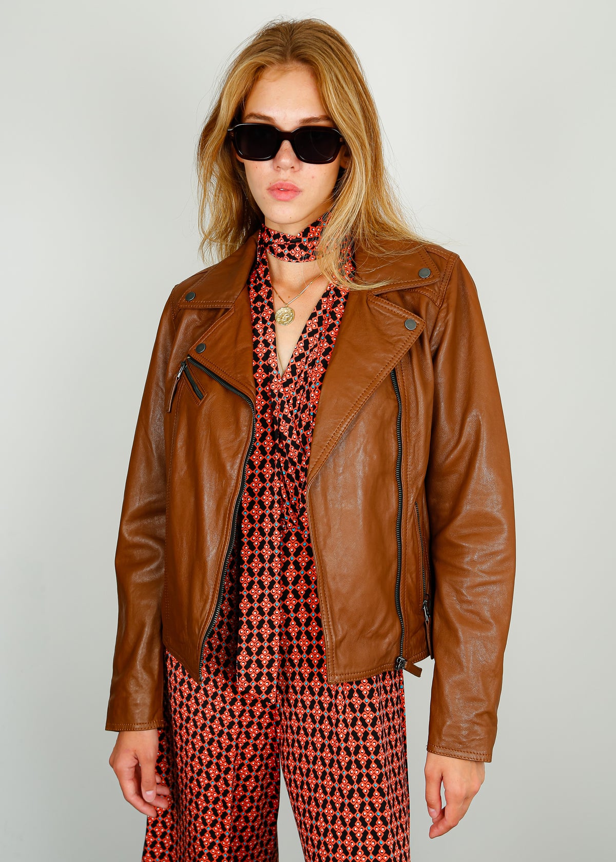 OW Clips Leather Jacket in Whisky