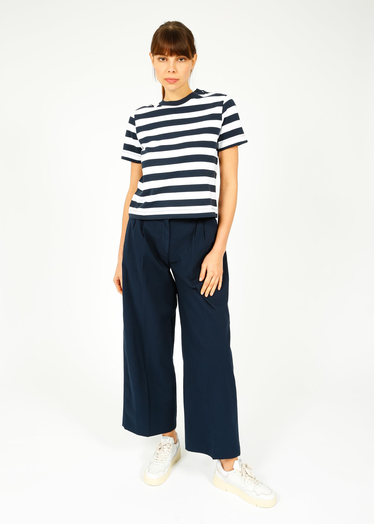 SLF Essential SS Striped Tee in Dark Sapphire