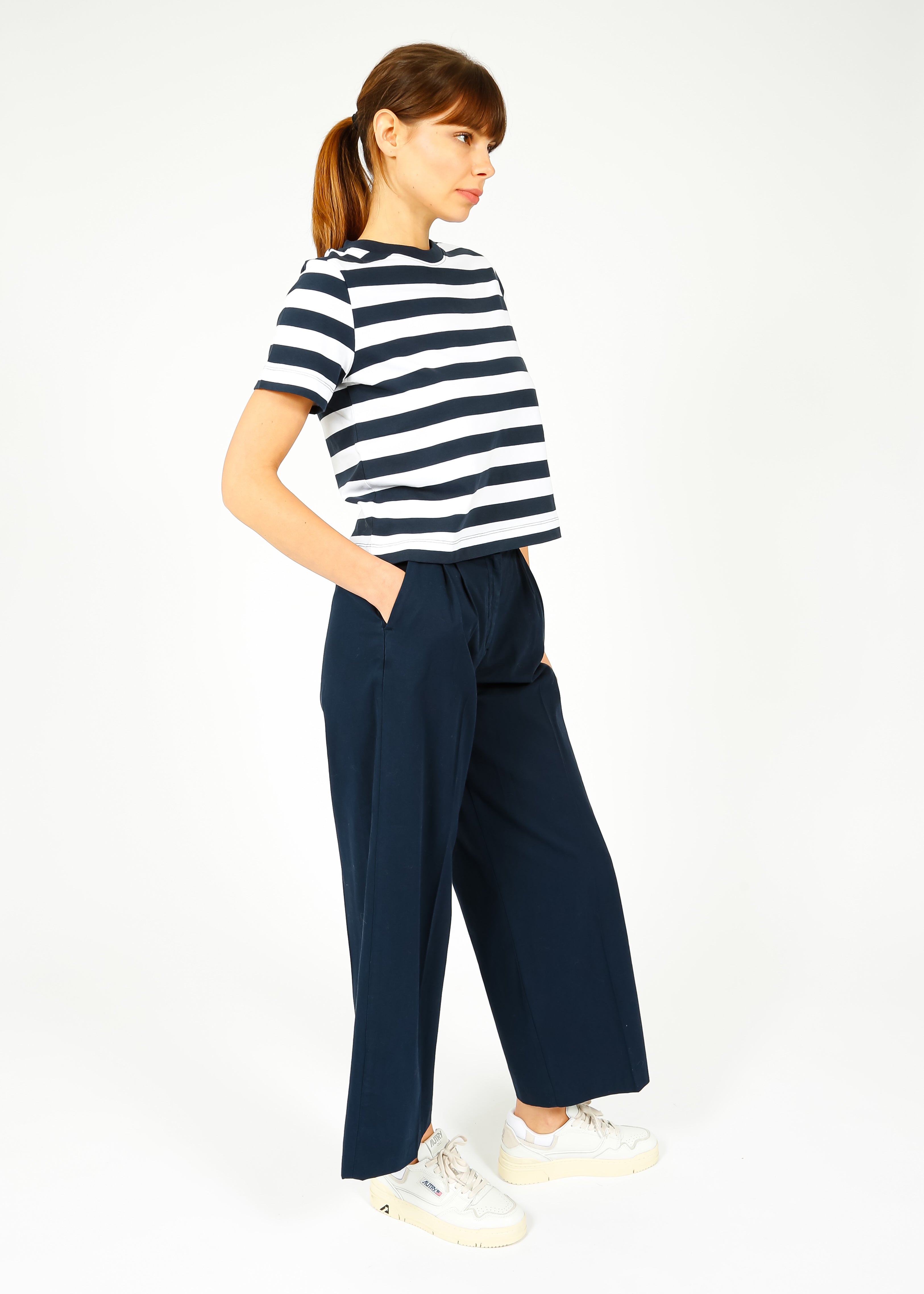 SLF Essential SS Striped Tee in Dark Sapphire