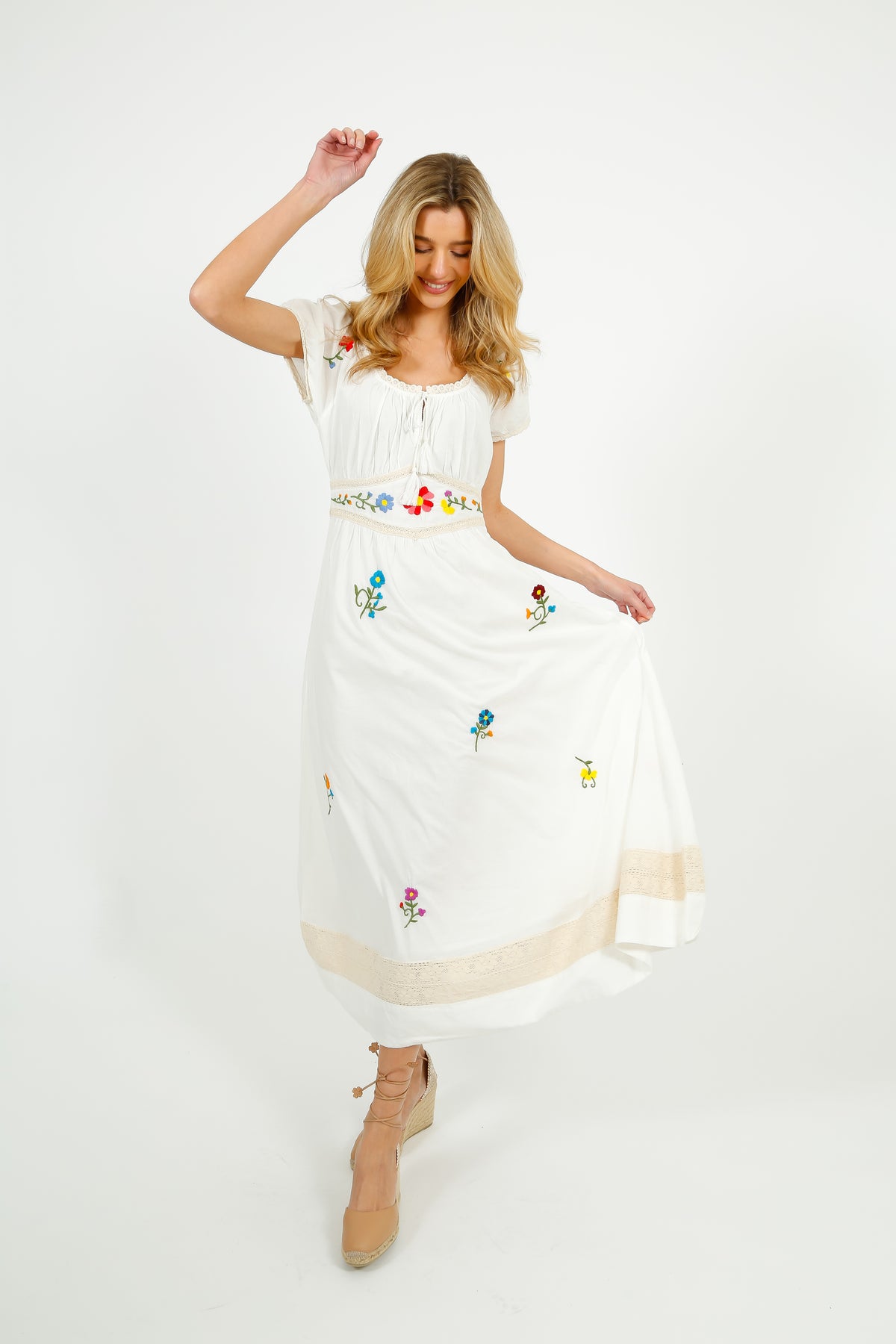 RIXO Alani Dress in Ombre Floral Embroidery