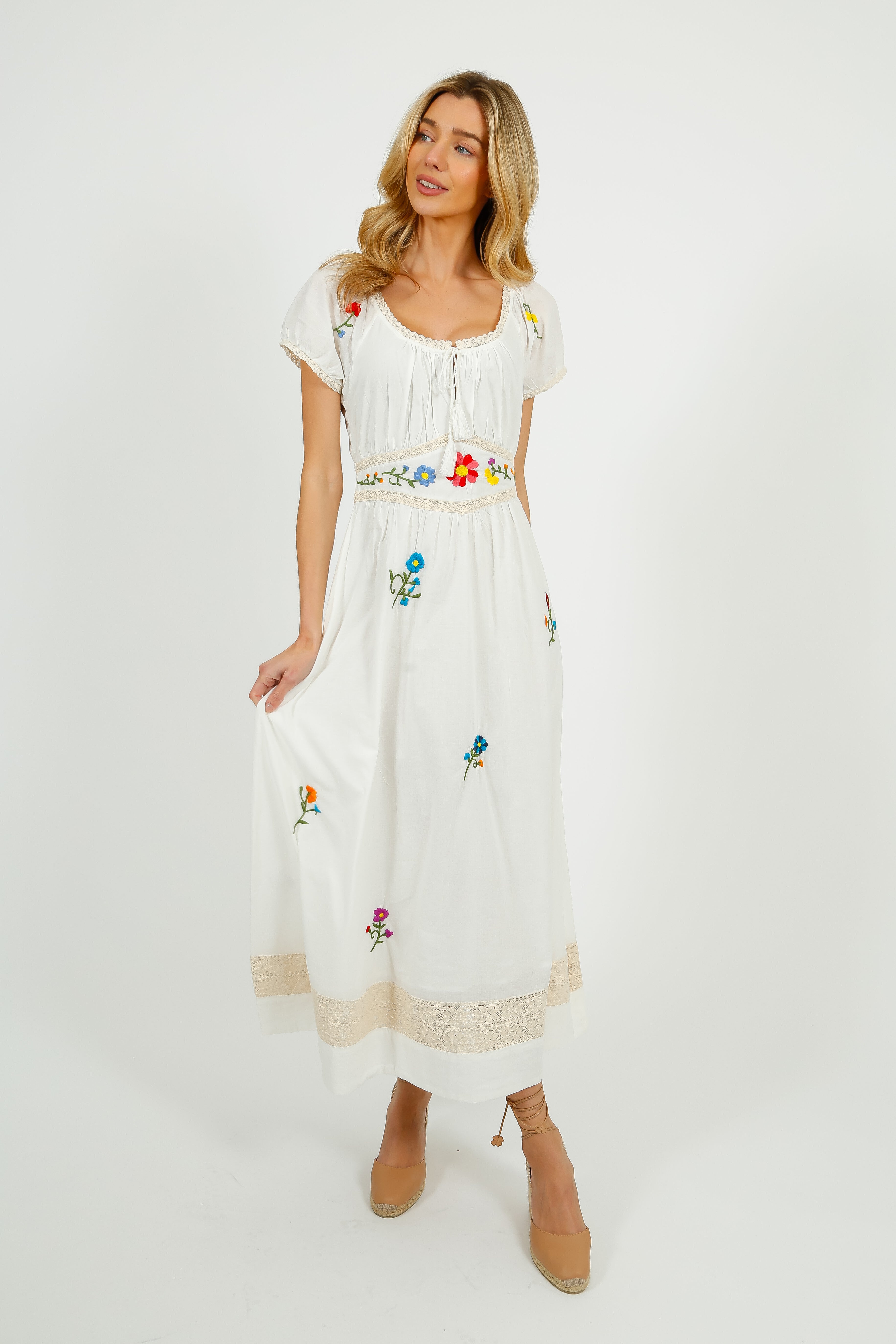 RIXO Alani Dress in Ombre Floral Embroidery