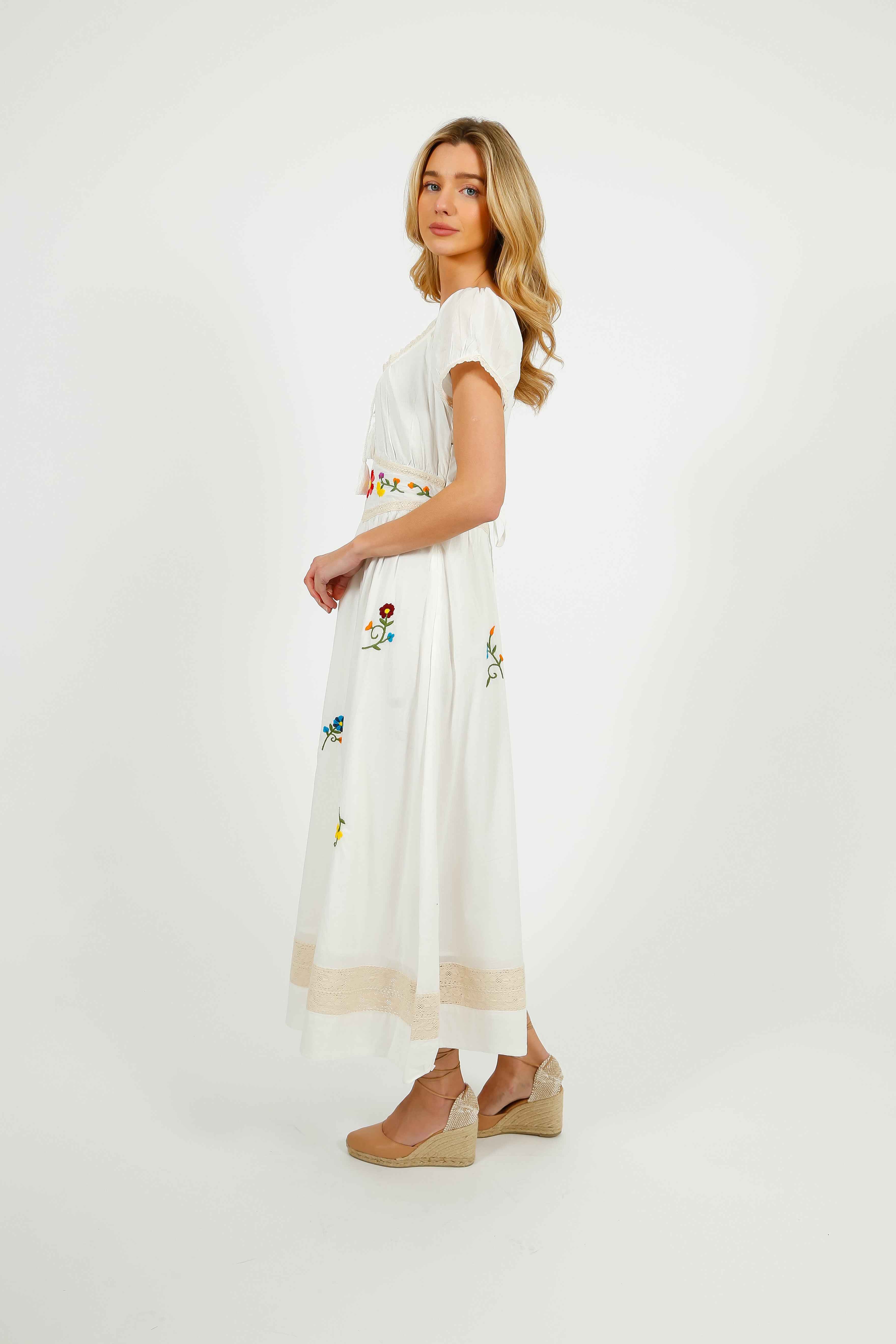RIXO Alani Dress in Ombre Floral Embroidery