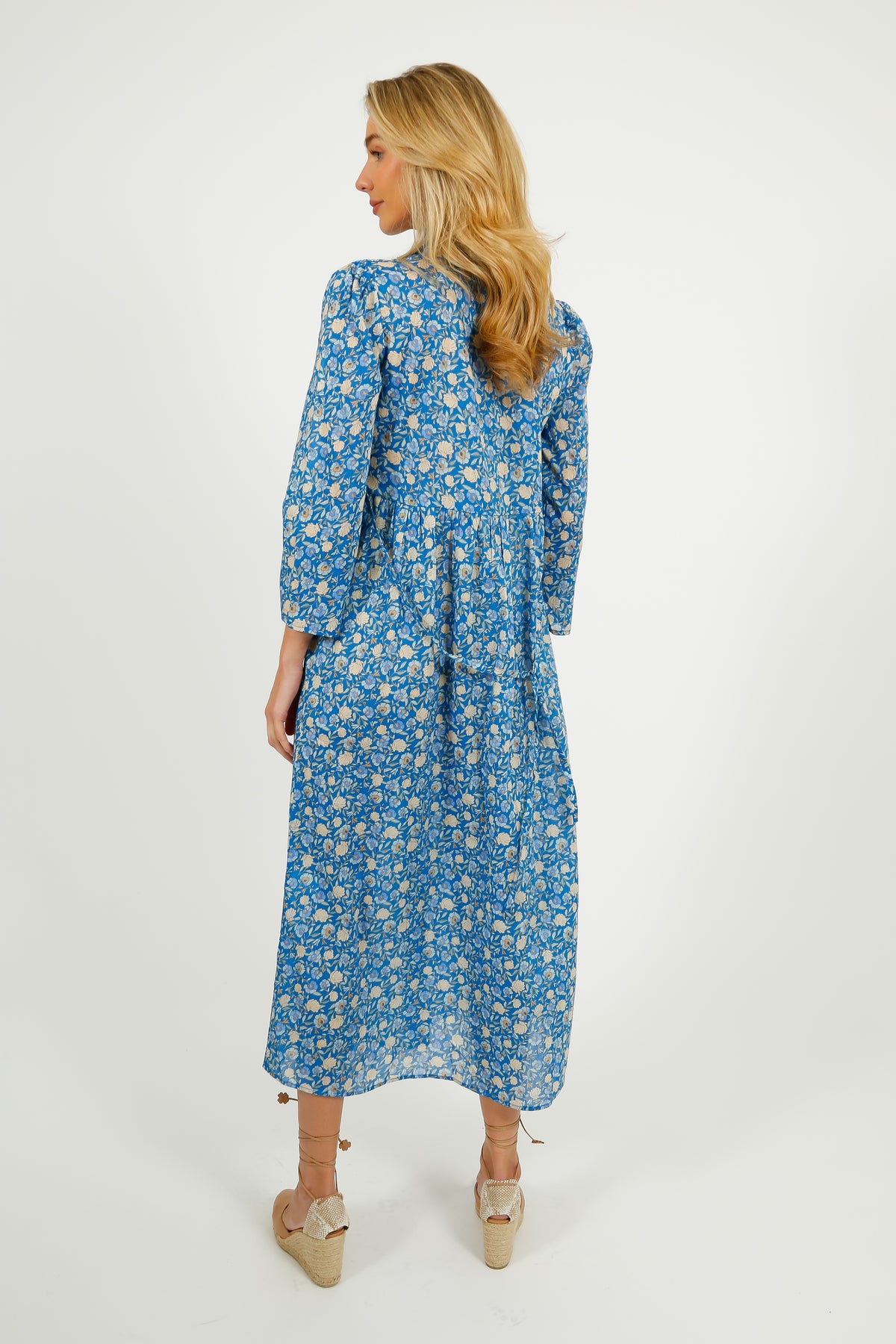 RIXO Franchi Dress in Shell Pansy Indigo