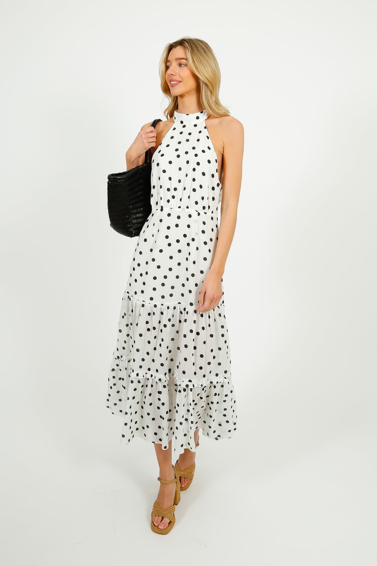 RIXO Eleanor Dress in Bohemia Spot Ivory